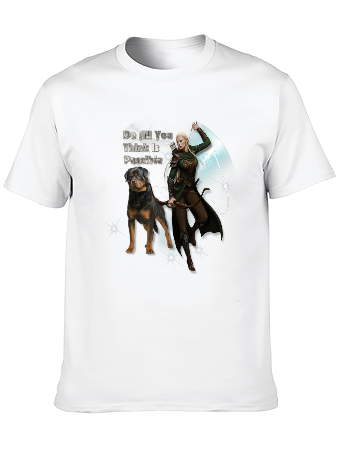 Rottweiler Dog & Elf Archer Graphic Tee