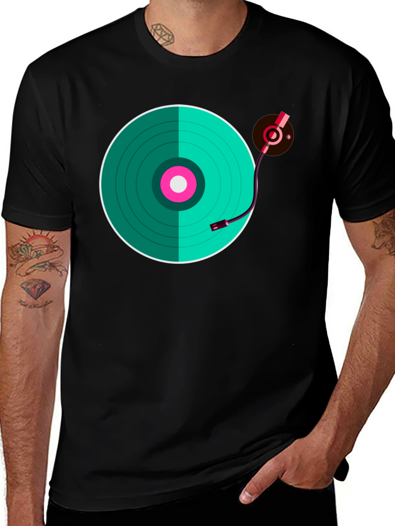 Turntable Graphic T-Shirt - Retro Music Lover Tee