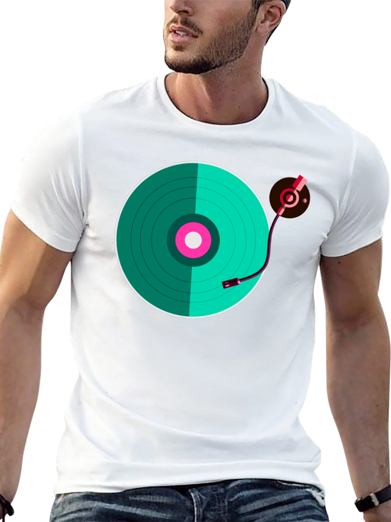 Turntable Graphic T-Shirt - Retro Music Lover Tee