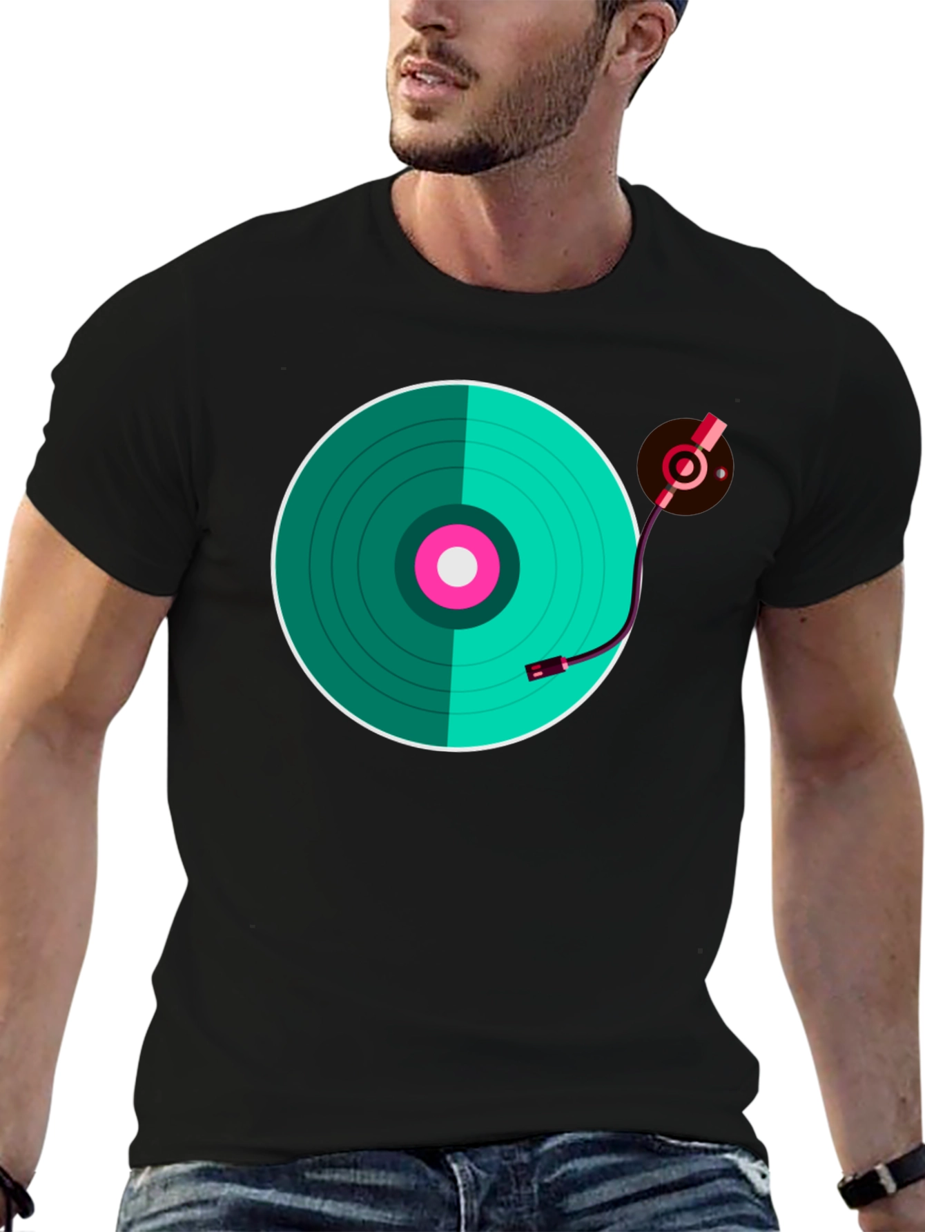 Turntable Graphic T-Shirt - Retro Music Lover Tee