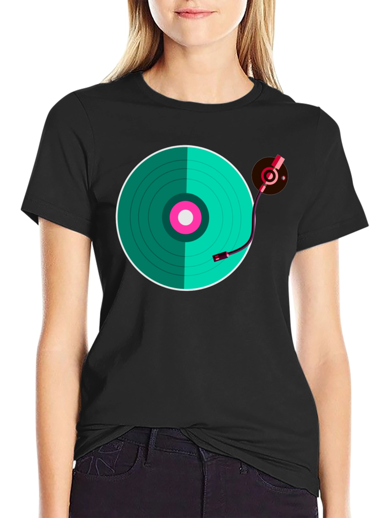 Turntable Graphic T-Shirt - Retro Music Lover Tee