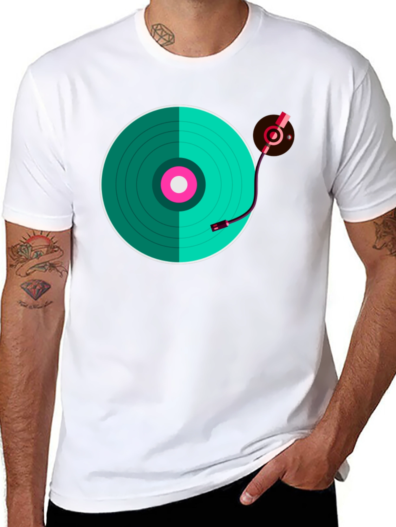 Turntable Graphic T-Shirt - Retro Music Lover Tee