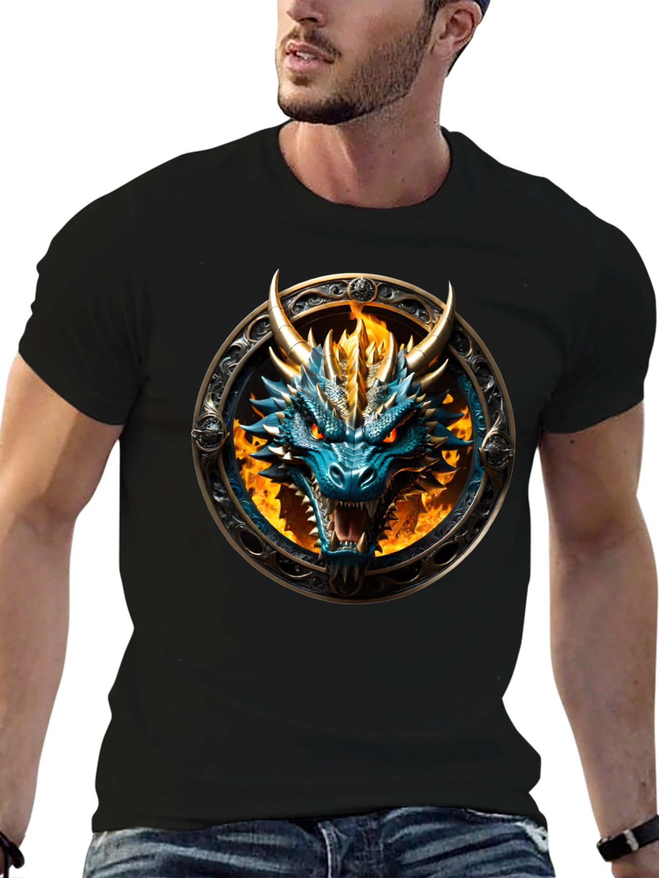 Dragon Fire Graphic Tee - Fantasy Creature Design