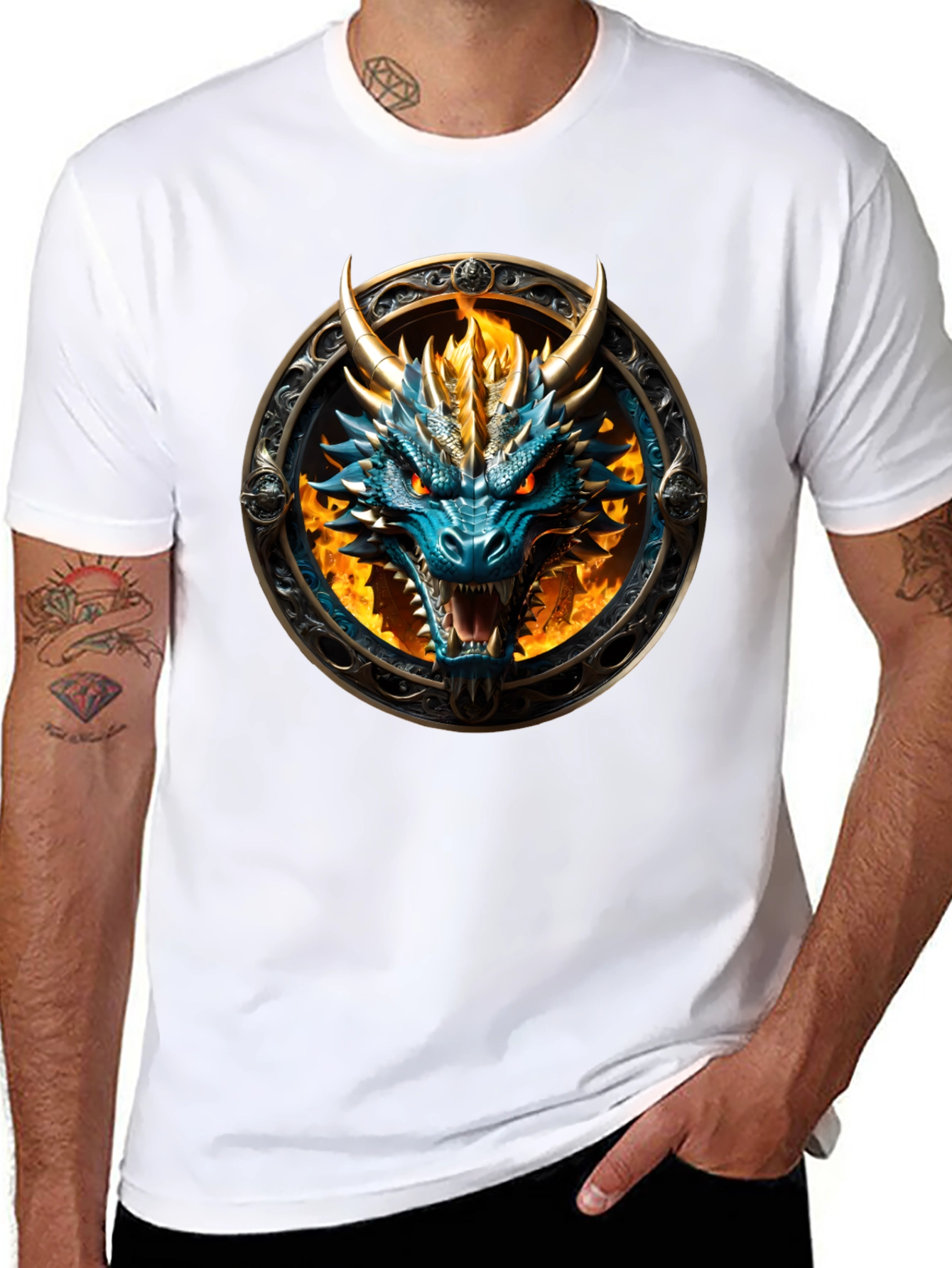 Dragon Fire Graphic Tee - Fantasy Creature Design