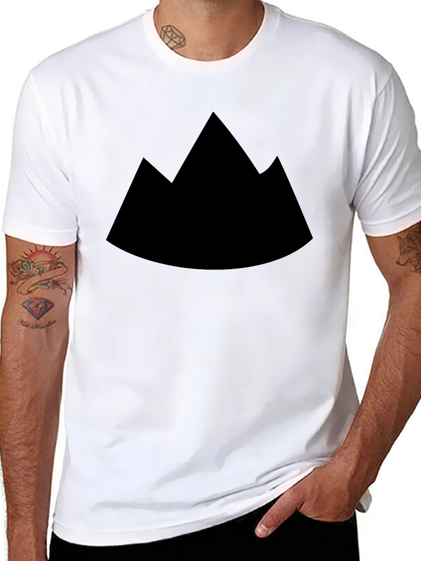 Mountain Silhouette Graphic Tee - Black Cotton Comfort