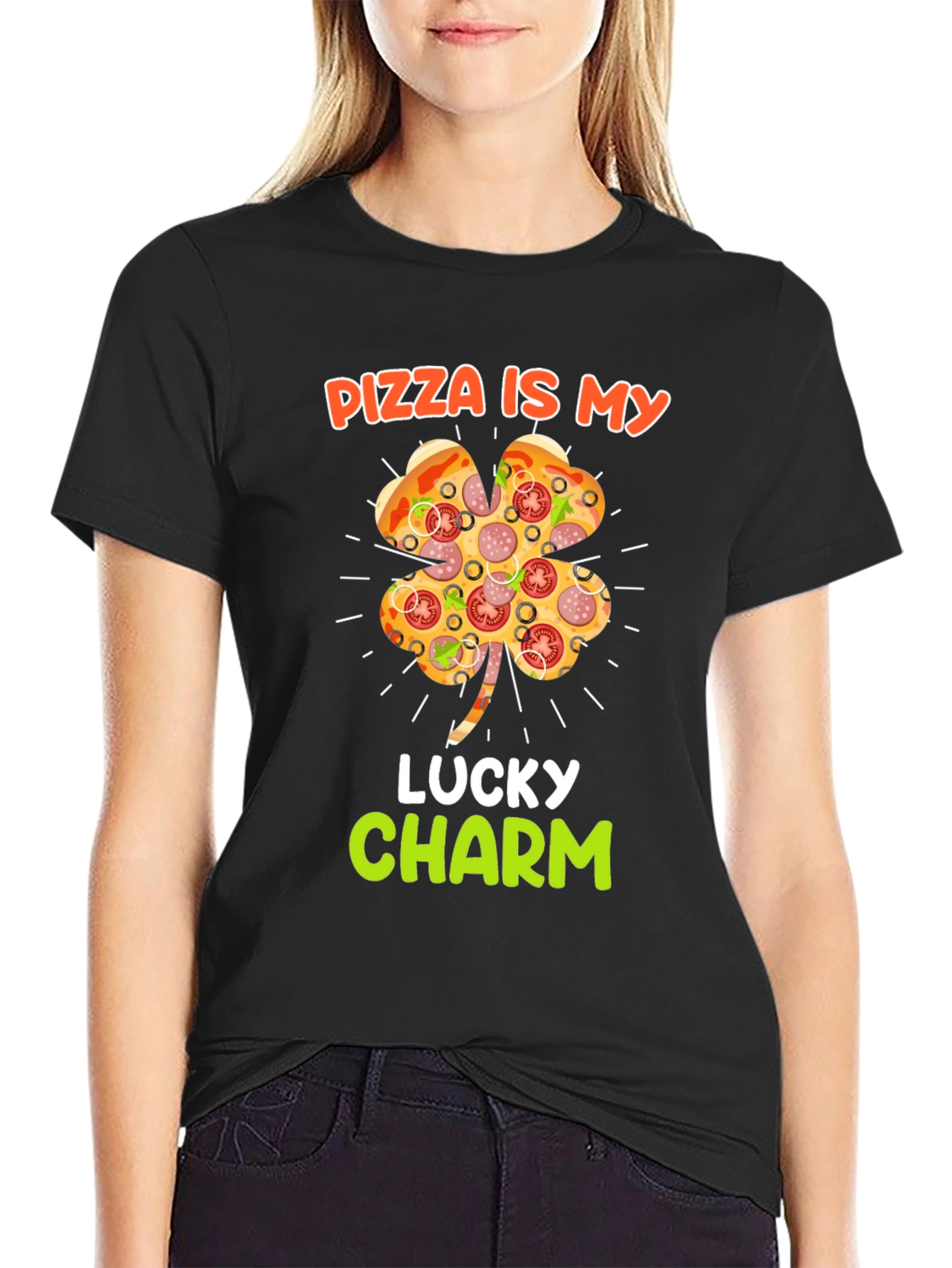 Pizza Lucky Charm St. Patricks Day Graphic Tee