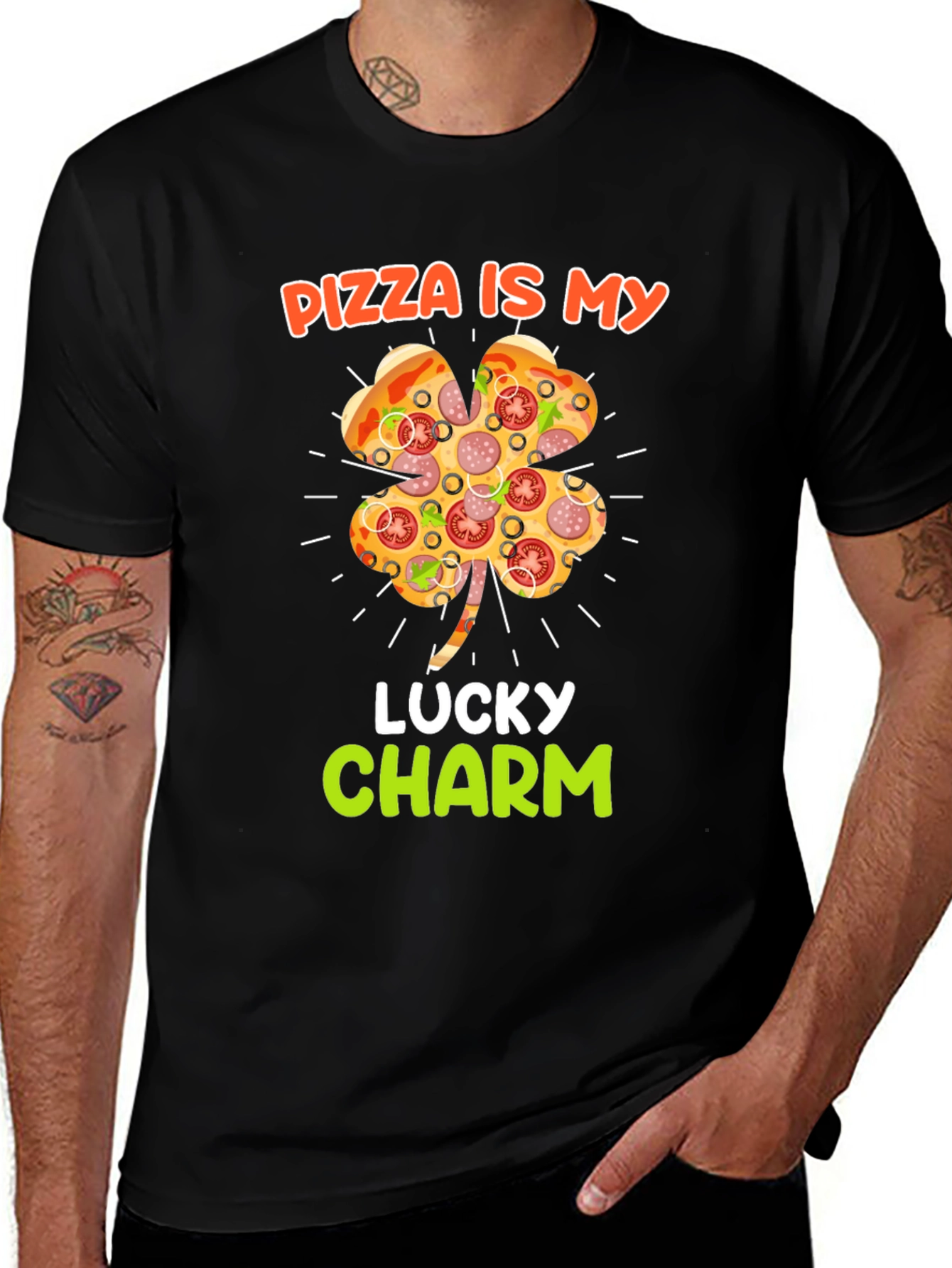 Pizza Lucky Charm St. Patricks Day Graphic Tee