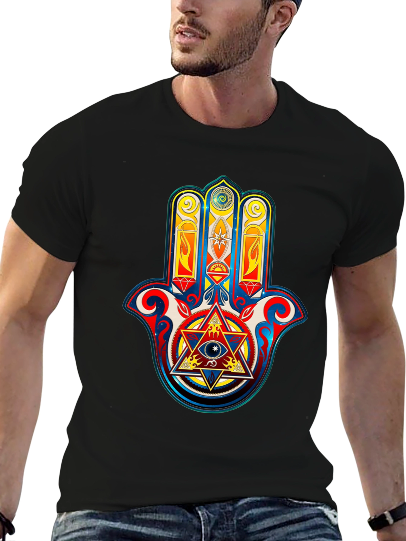 Hamsa Hand Graphic Tee - Spiritual Symbolism