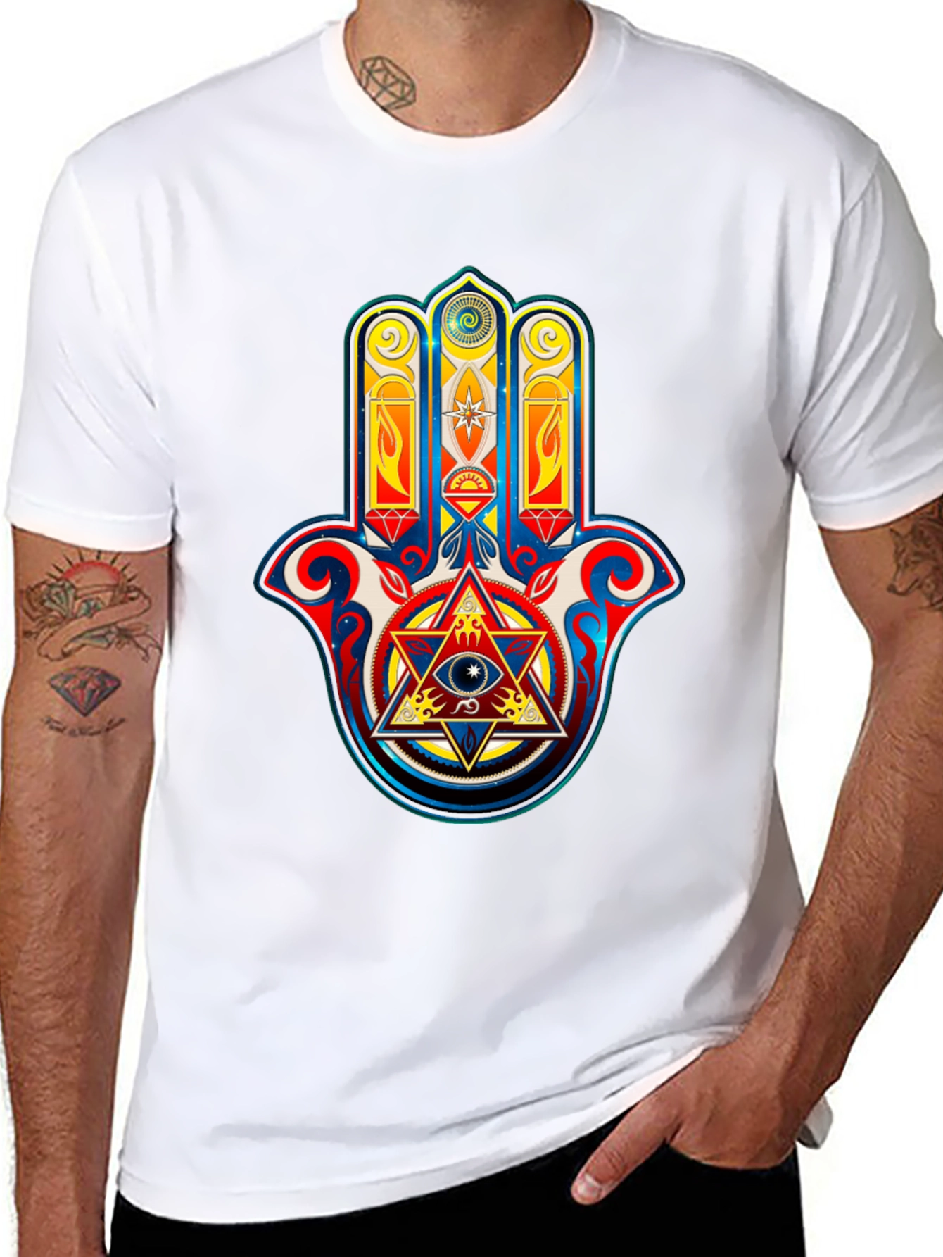 Hamsa Hand Graphic Tee - Spiritual Symbolism