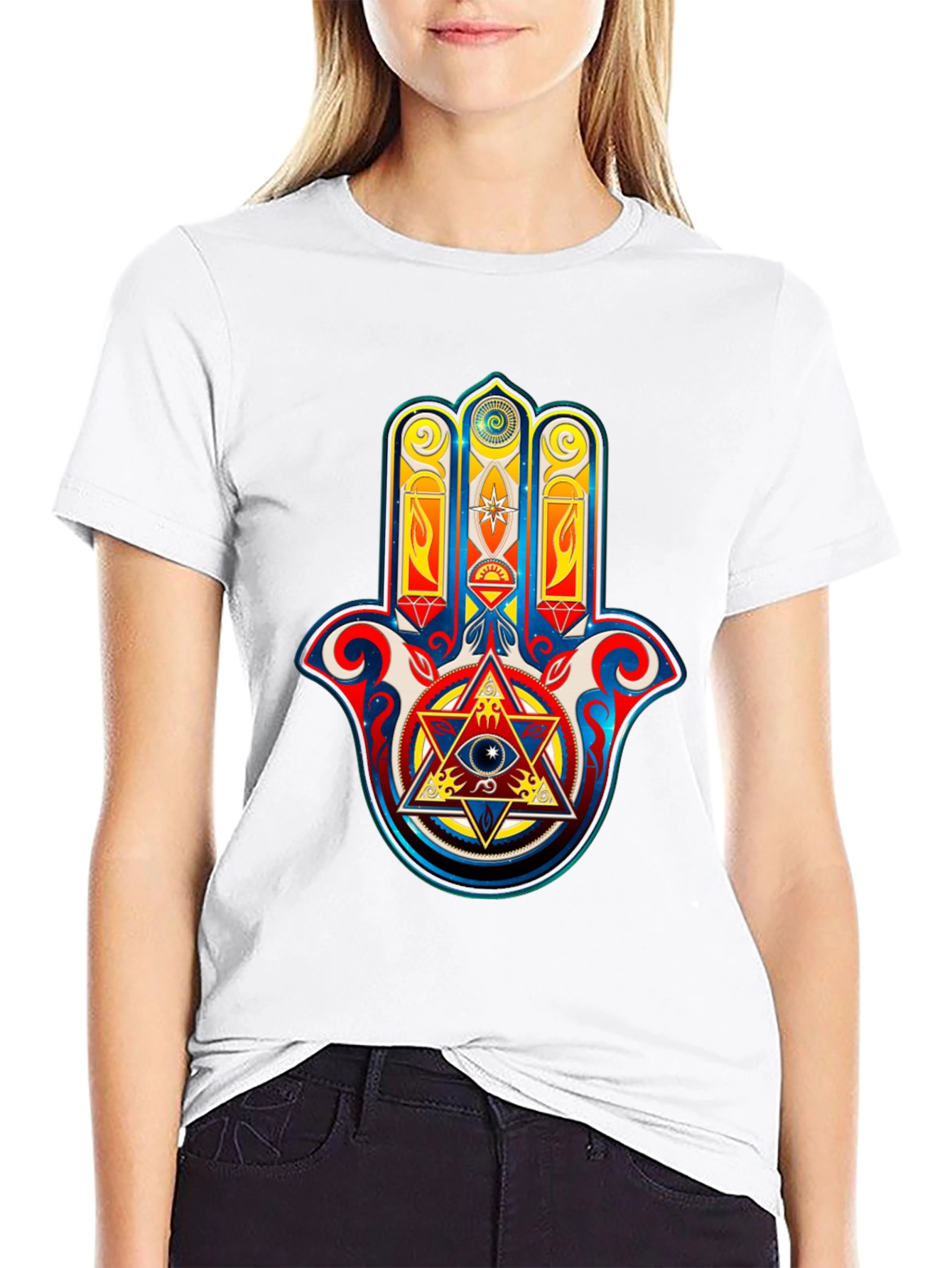 Hamsa Hand Graphic Tee - Spiritual Symbolism