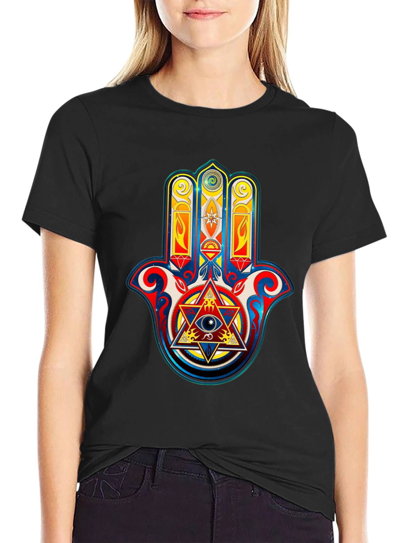 Hamsa Hand Graphic Tee - Spiritual Symbolism