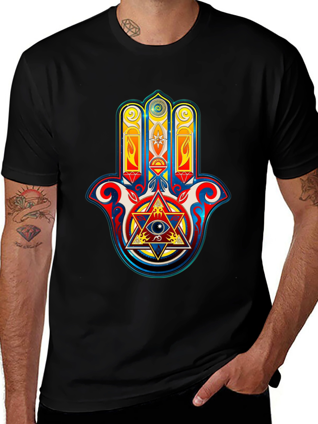 Hamsa Hand Graphic Tee - Spiritual Symbolism