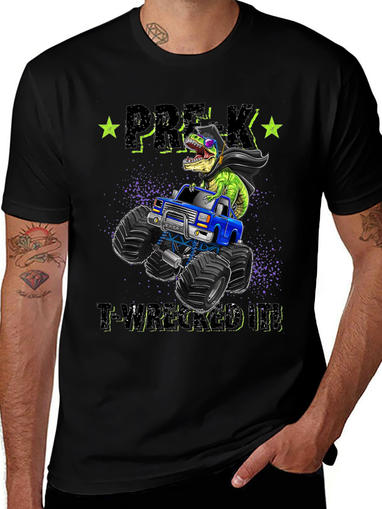Pre-K T-Wreaked It! Monster Truck Dinosaur T-Shirt