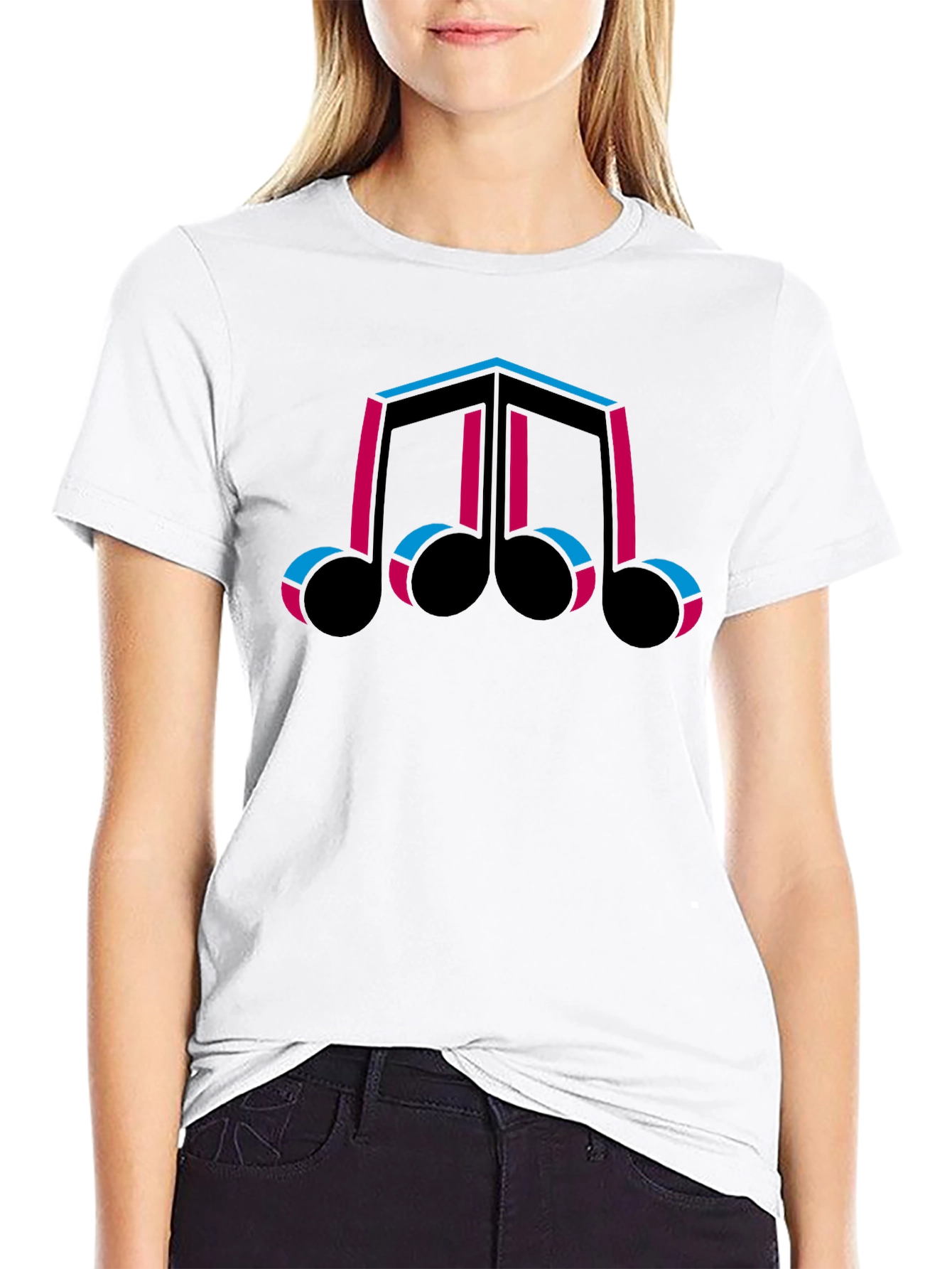 Musical Note Graphic Tee - Trendy Black T-Shirt