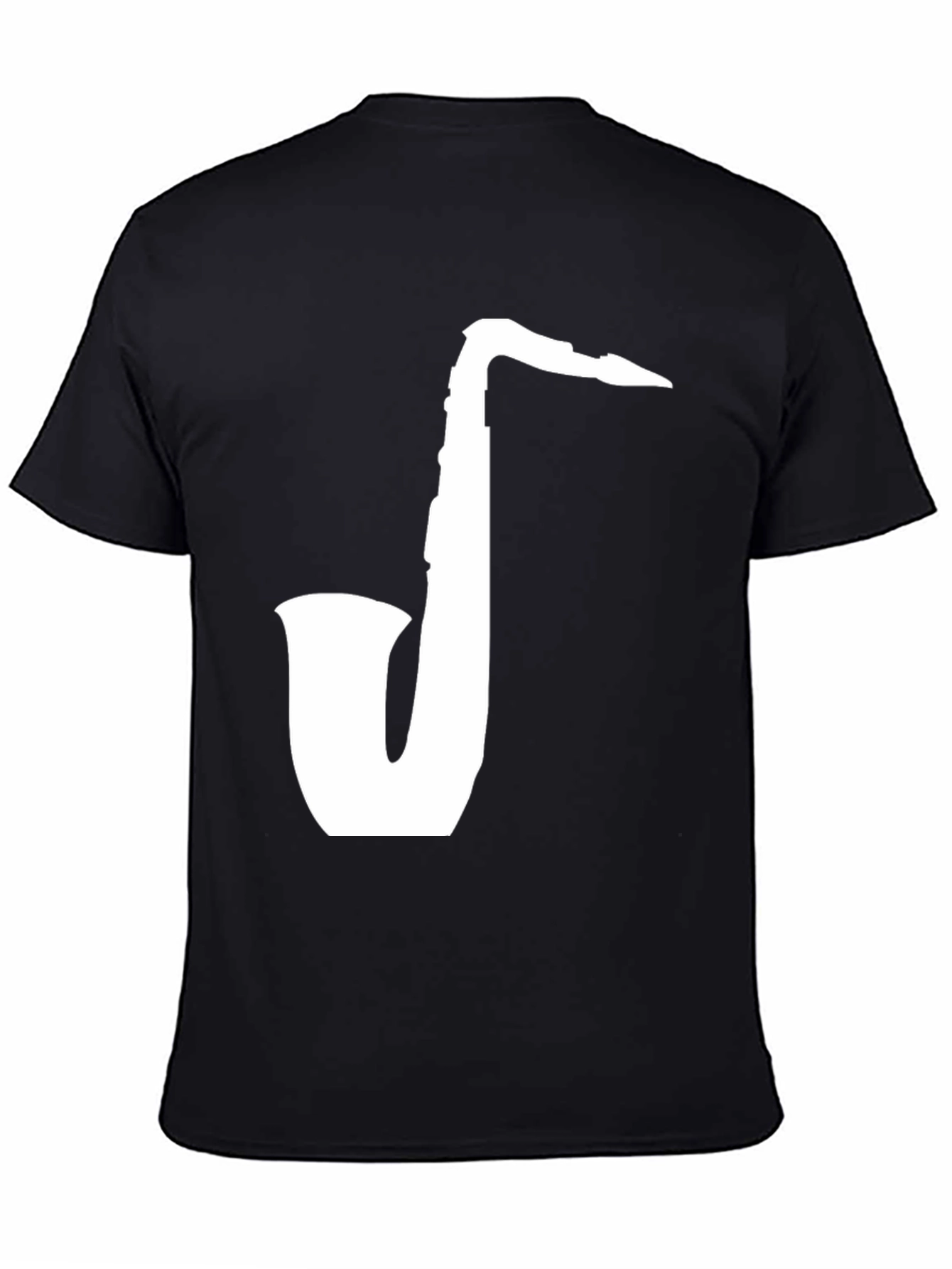 Saxophone Graphic Tee - Black Cotton T-Shirt