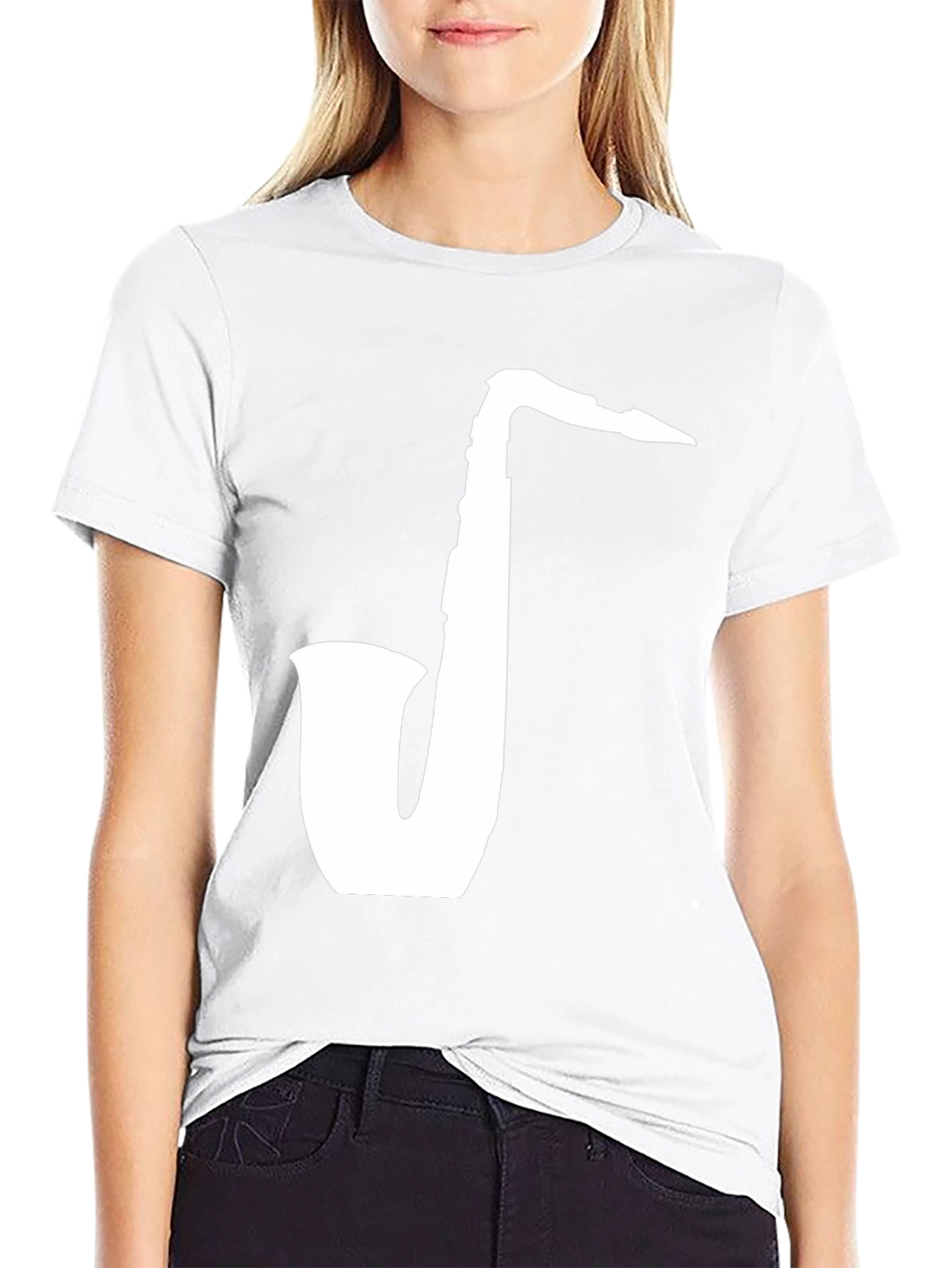 Saxophone Graphic Tee - Black Cotton T-Shirt