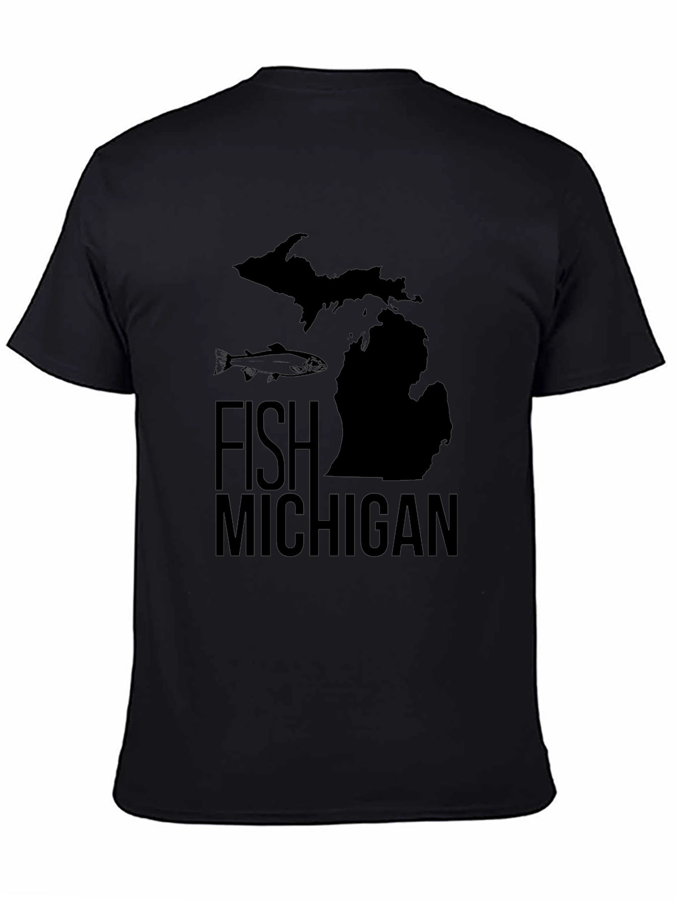 Fish Michigan Graphic Tee - Black Cotton T-Shirt