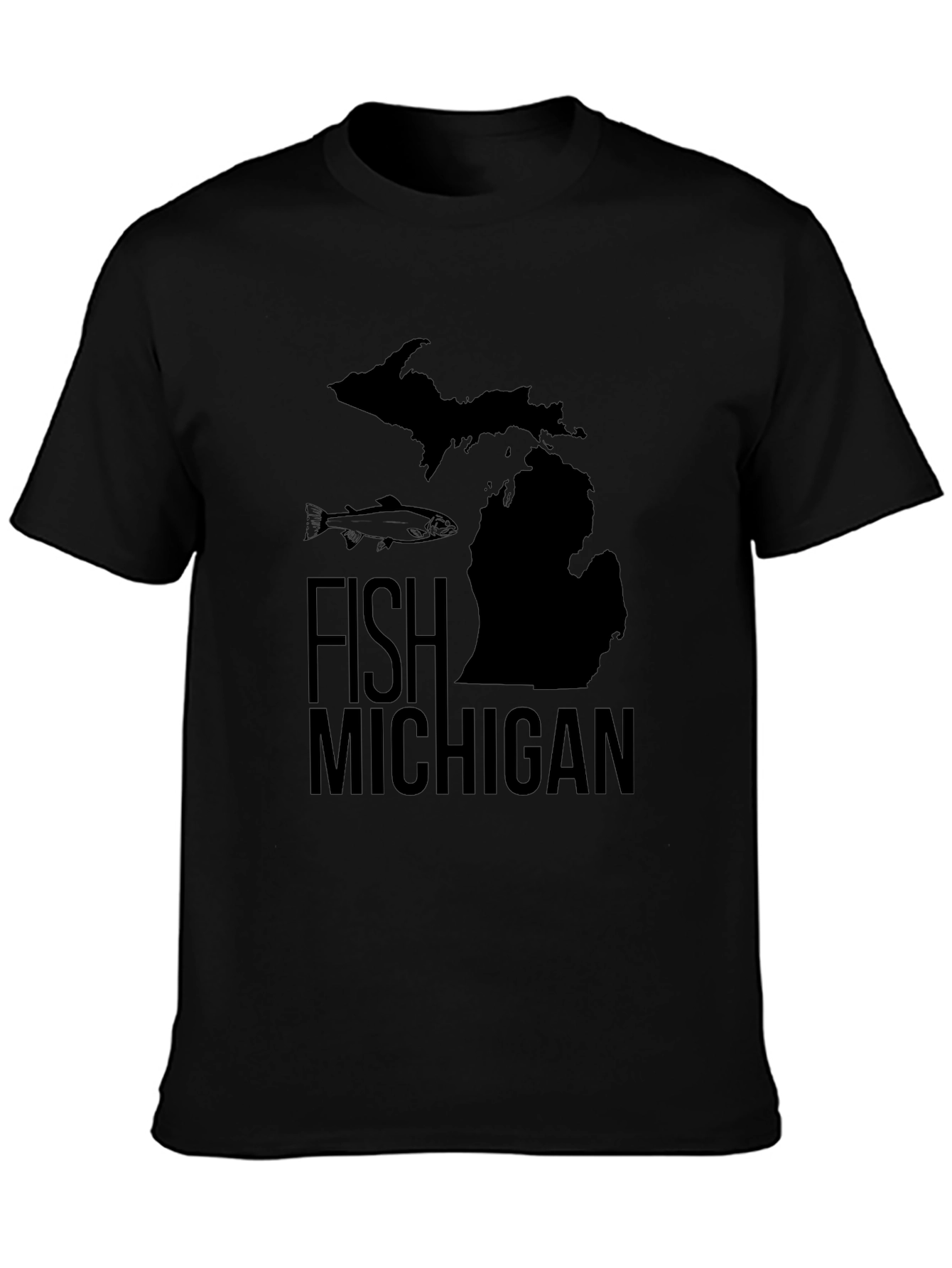 Fish Michigan Graphic Tee - Black Cotton T-Shirt