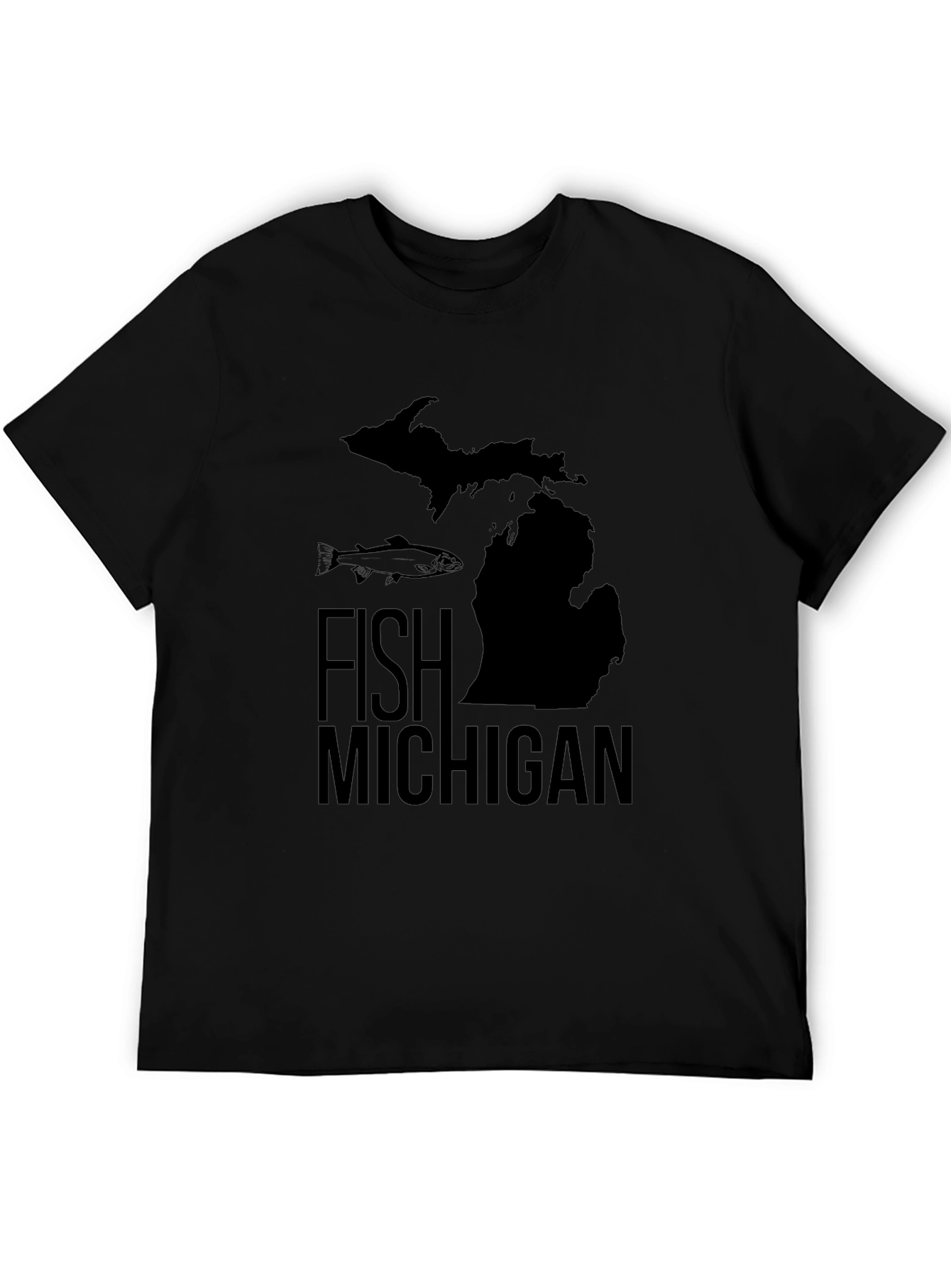 Fish Michigan Graphic Tee - Black Cotton T-Shirt
