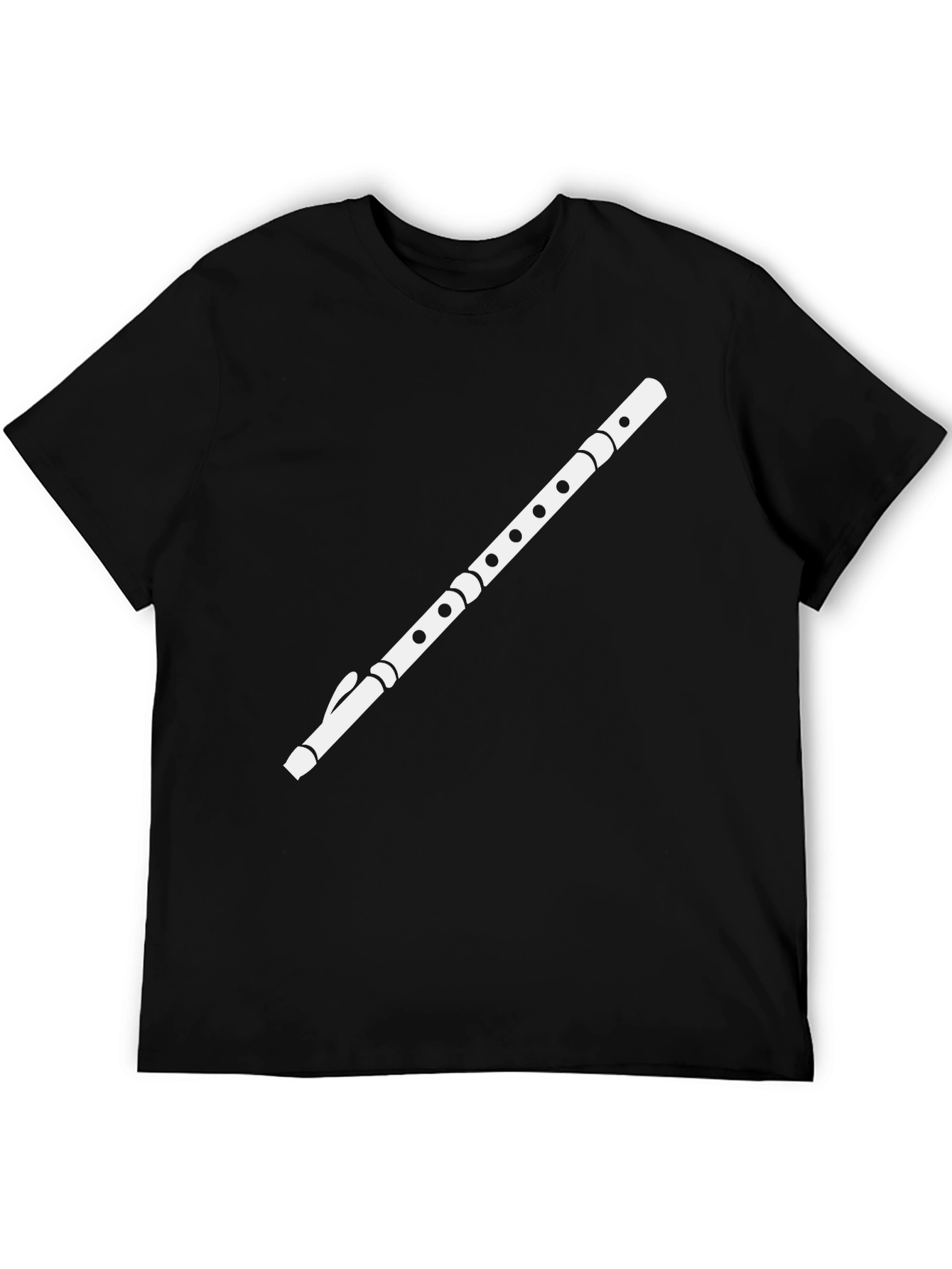 Flute Graphic Black Tee - Musician Style