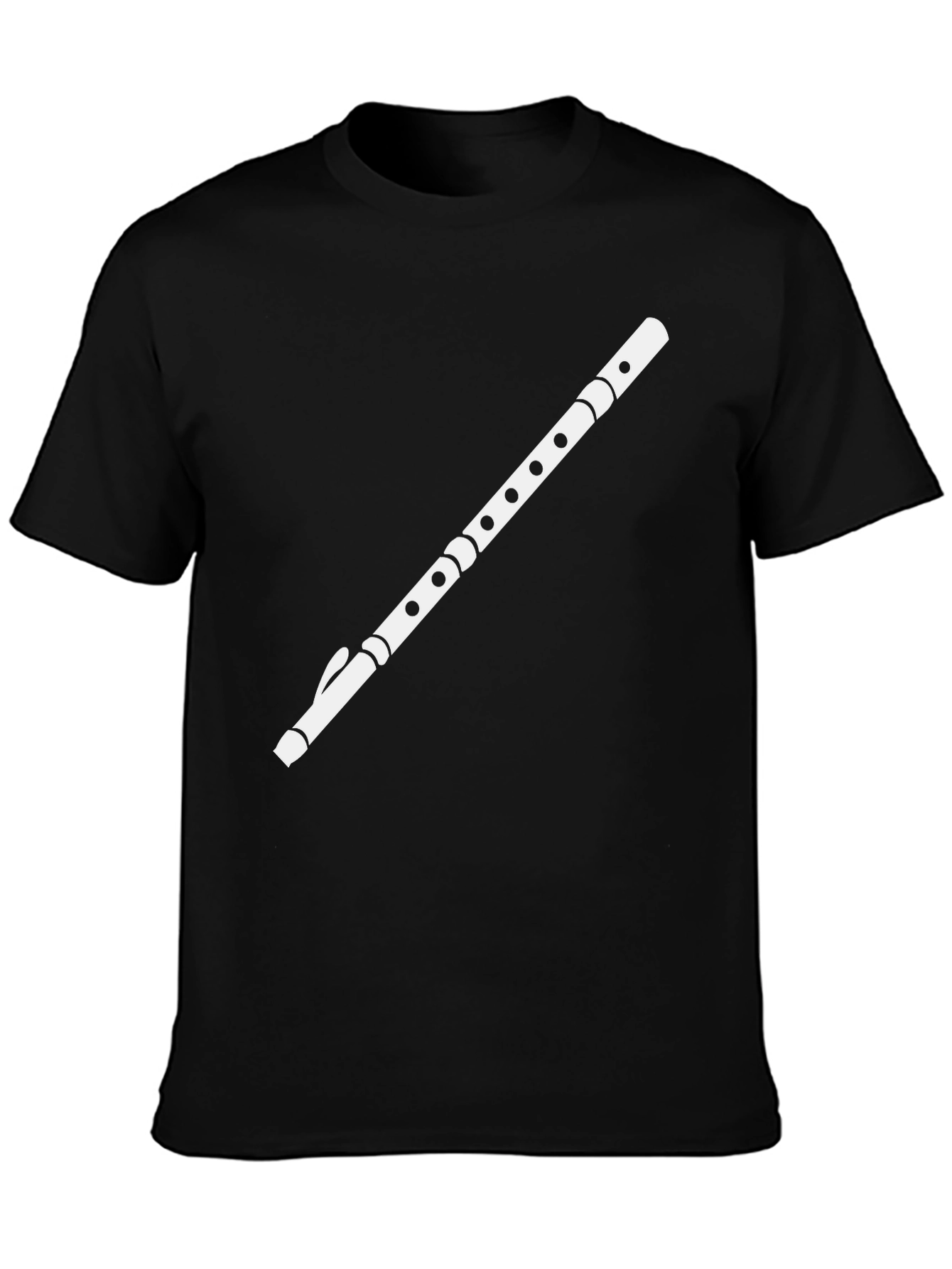 Flute Graphic Black Tee - Musician Style
