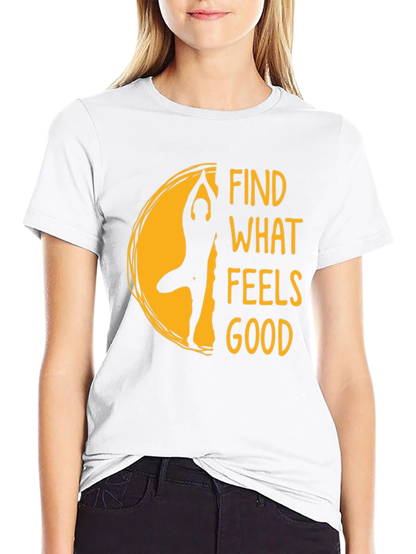 Yoga Find What Feels Good Black T-Shirt