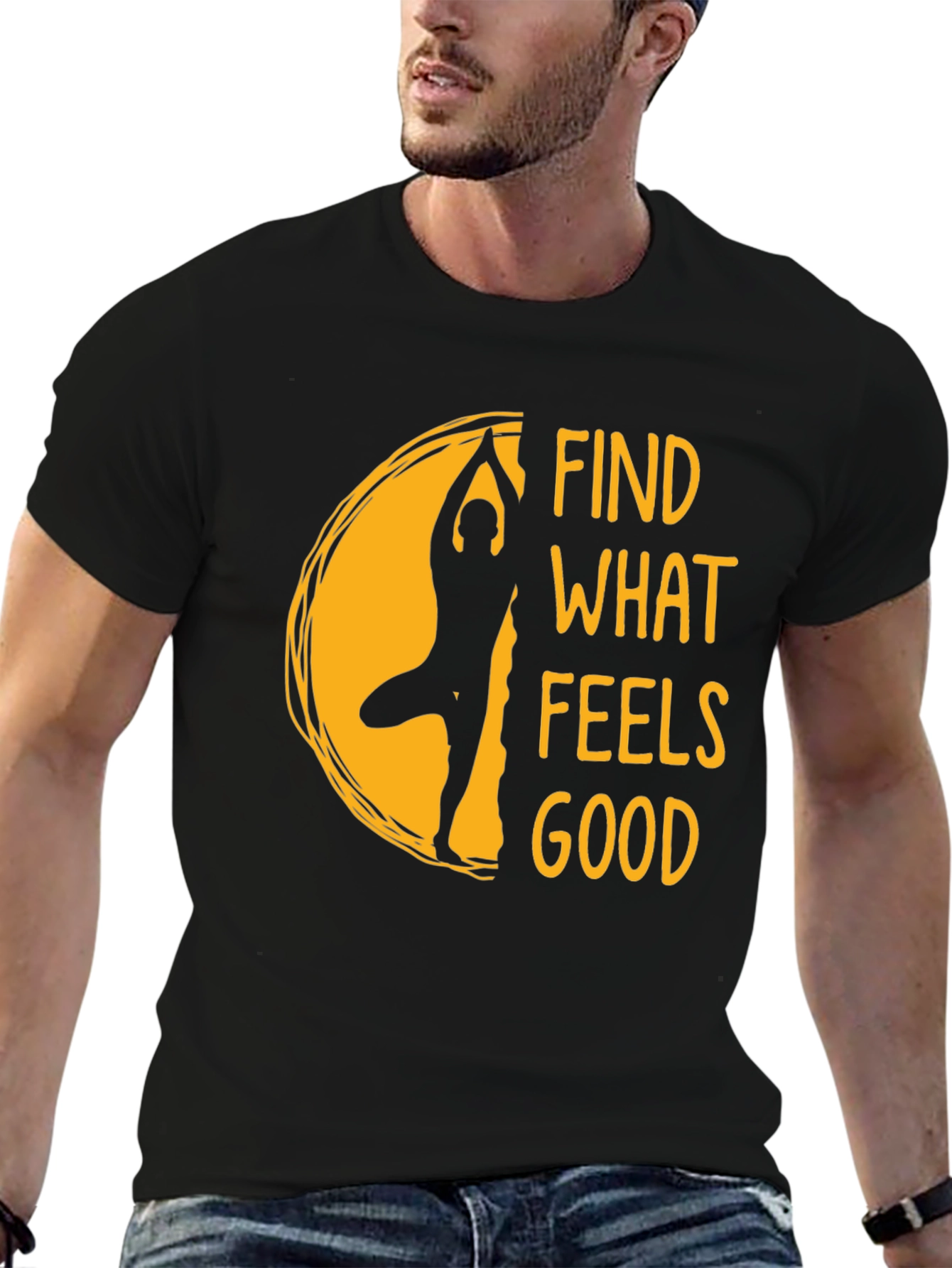 Yoga Find What Feels Good Black T-Shirt