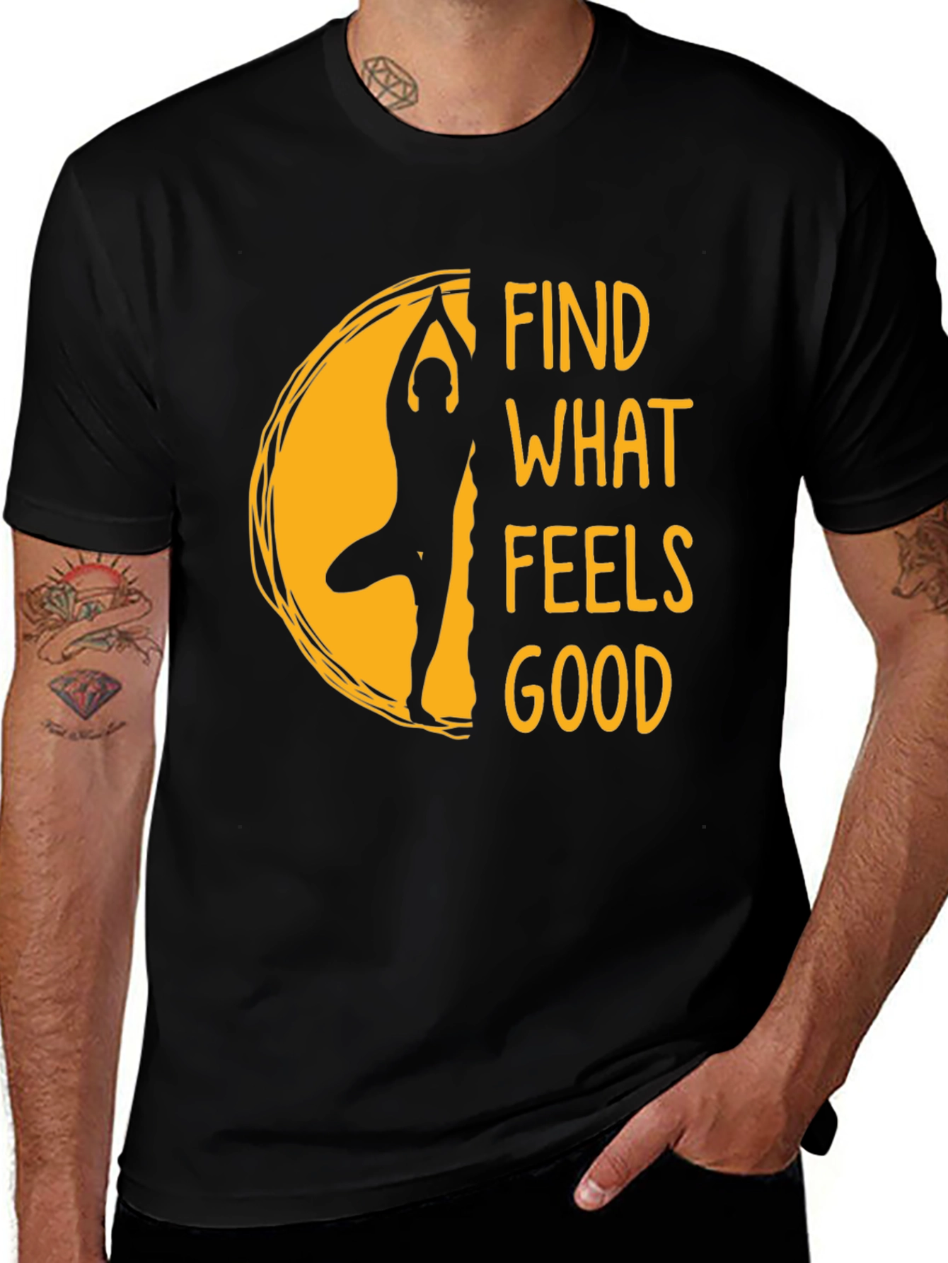 Yoga Find What Feels Good Black T-Shirt