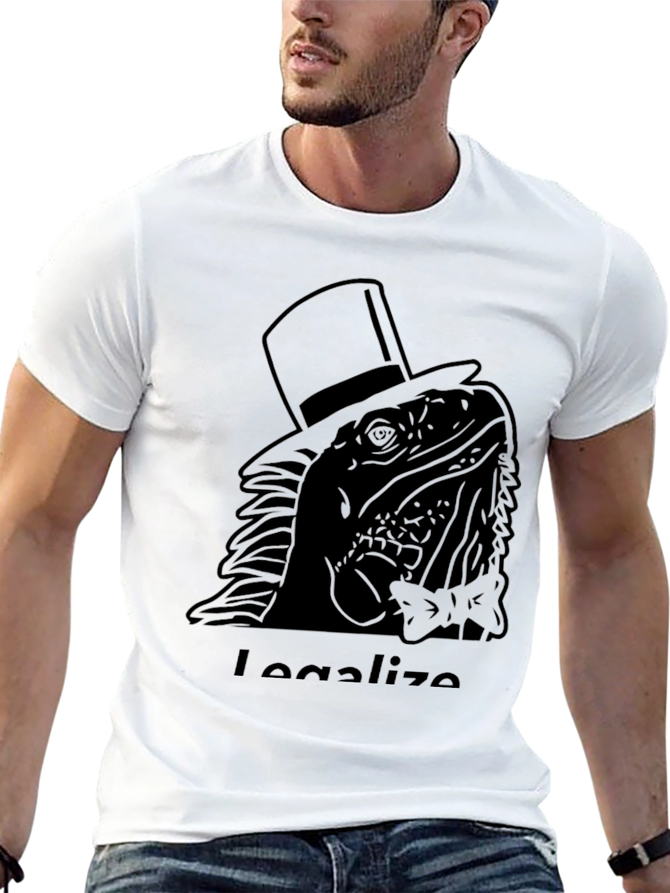 Iguana Top Hat T-Shirt - Legalize Reptiles Humor
