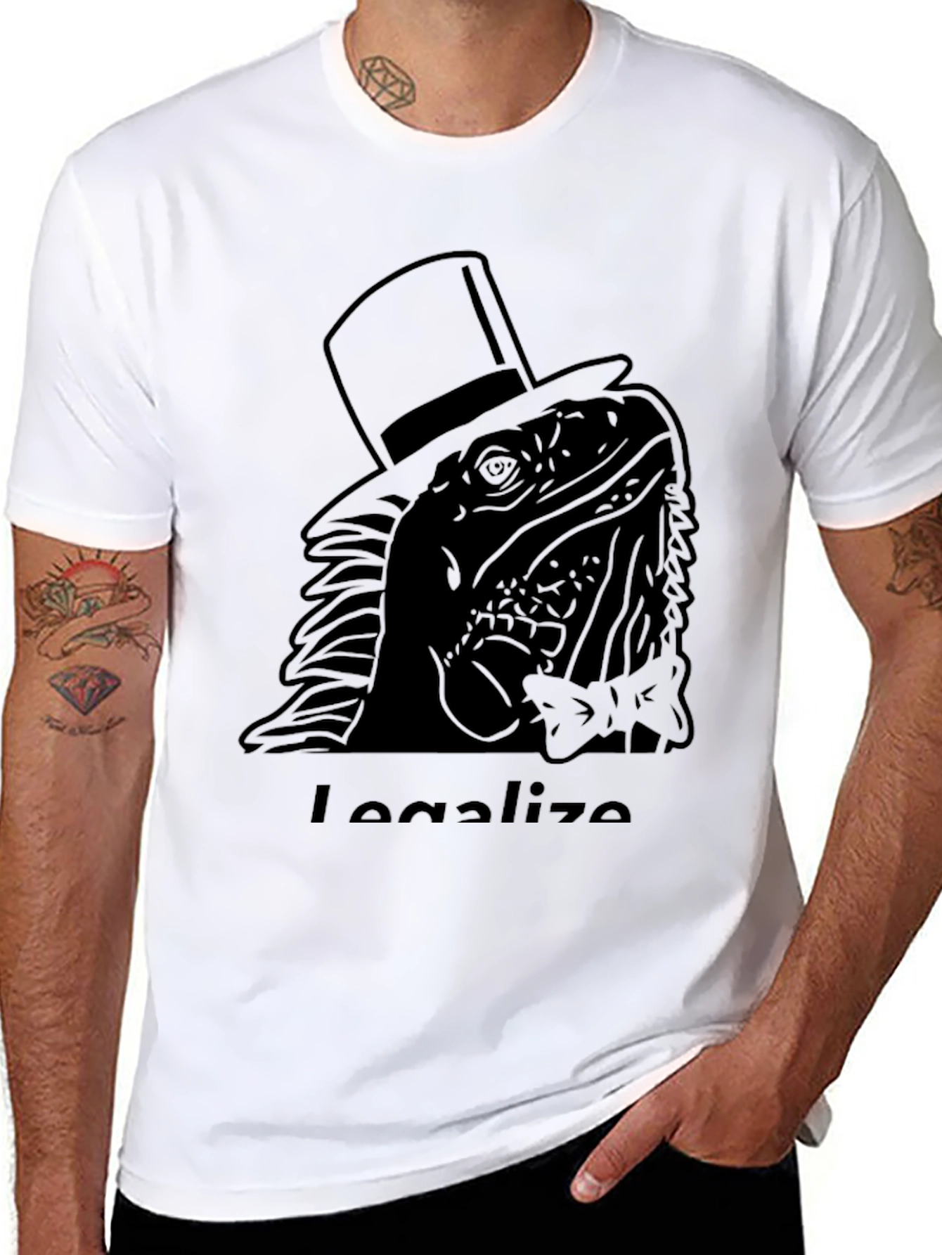 Iguana Top Hat T-Shirt - Legalize Reptiles Humor