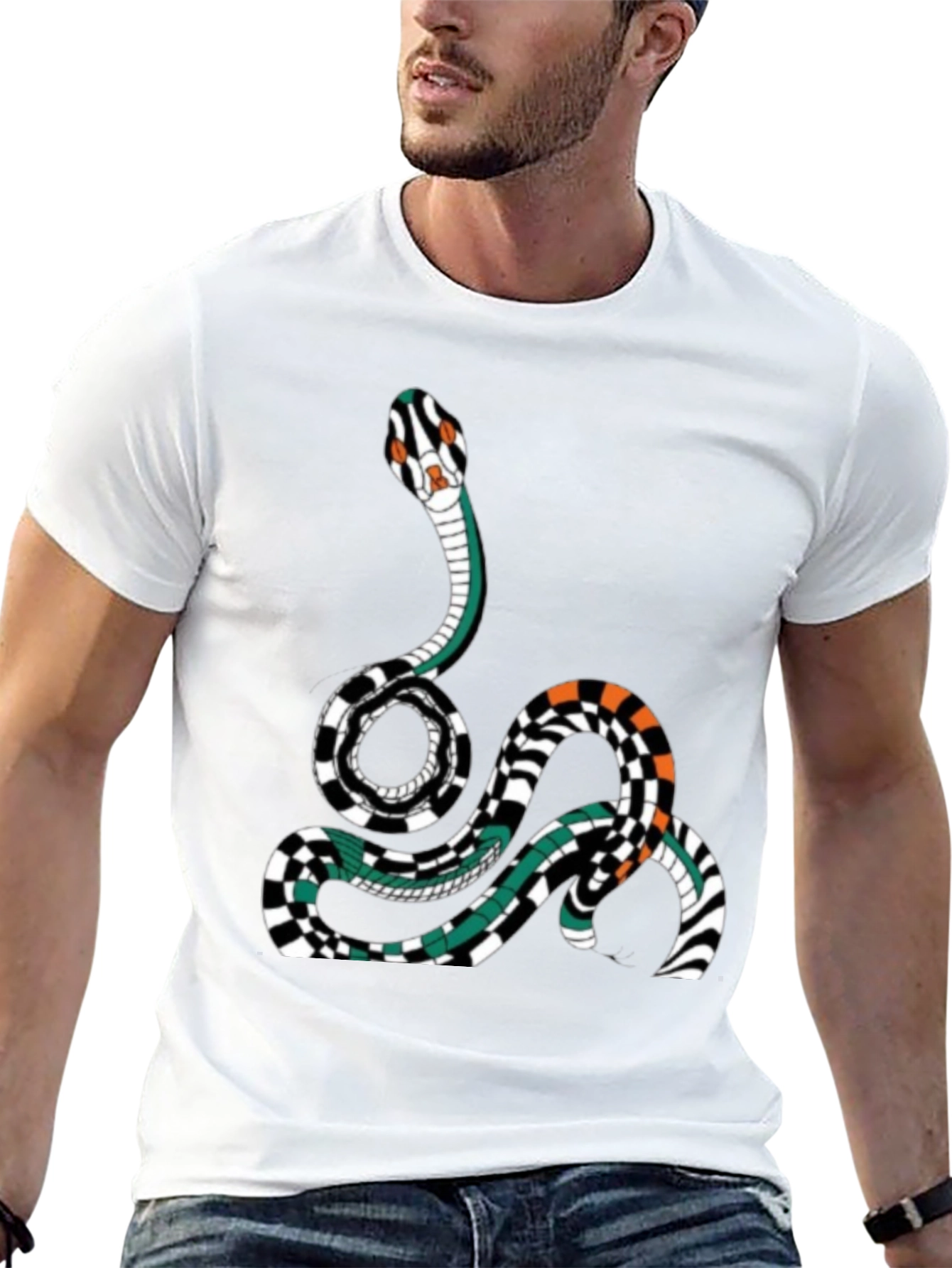 Snake Graphic Print Mens Black T-Shirt