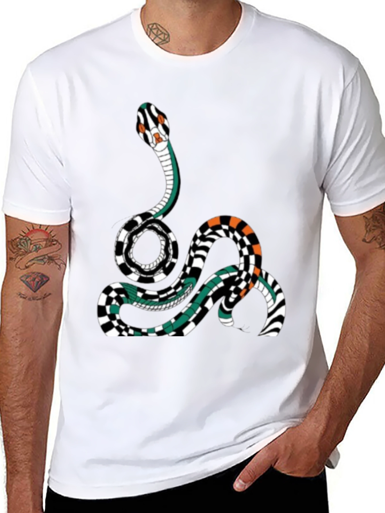 Snake Graphic Print Mens Black T-Shirt