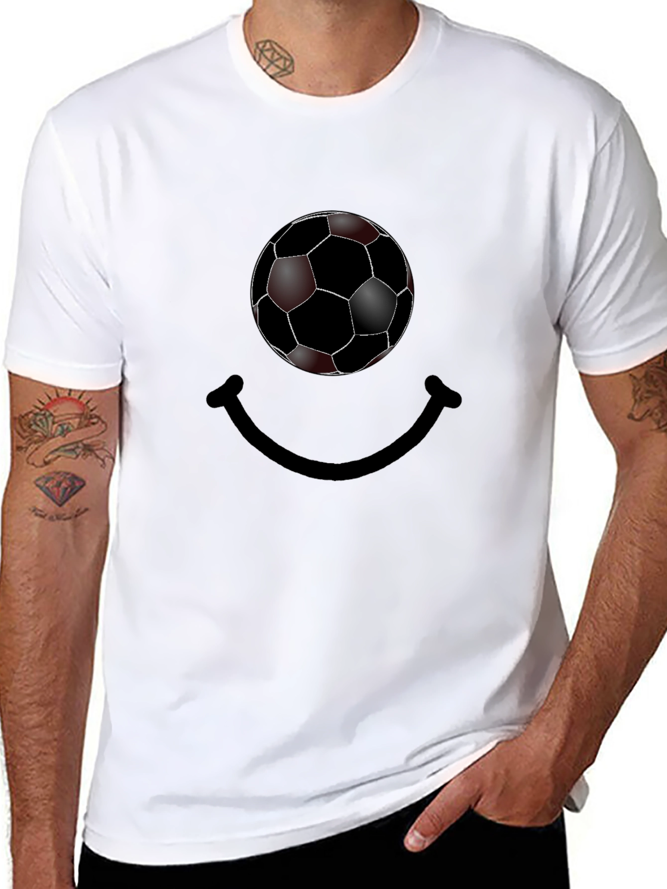 Soccer Ball Smile Black T-Shirt