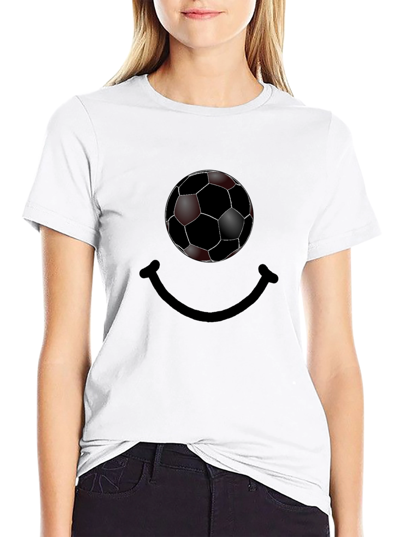 Soccer Ball Smile Black T-Shirt