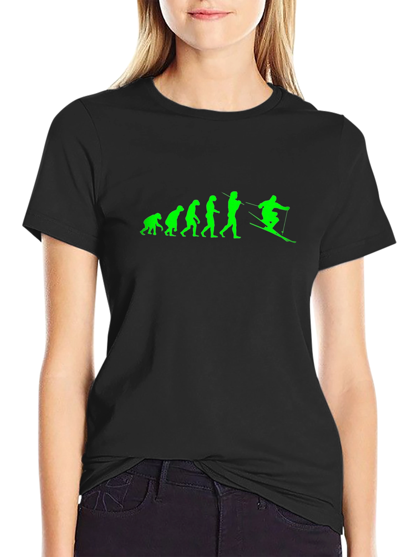 Evolution of Skiing - Mens Black T-Shirt