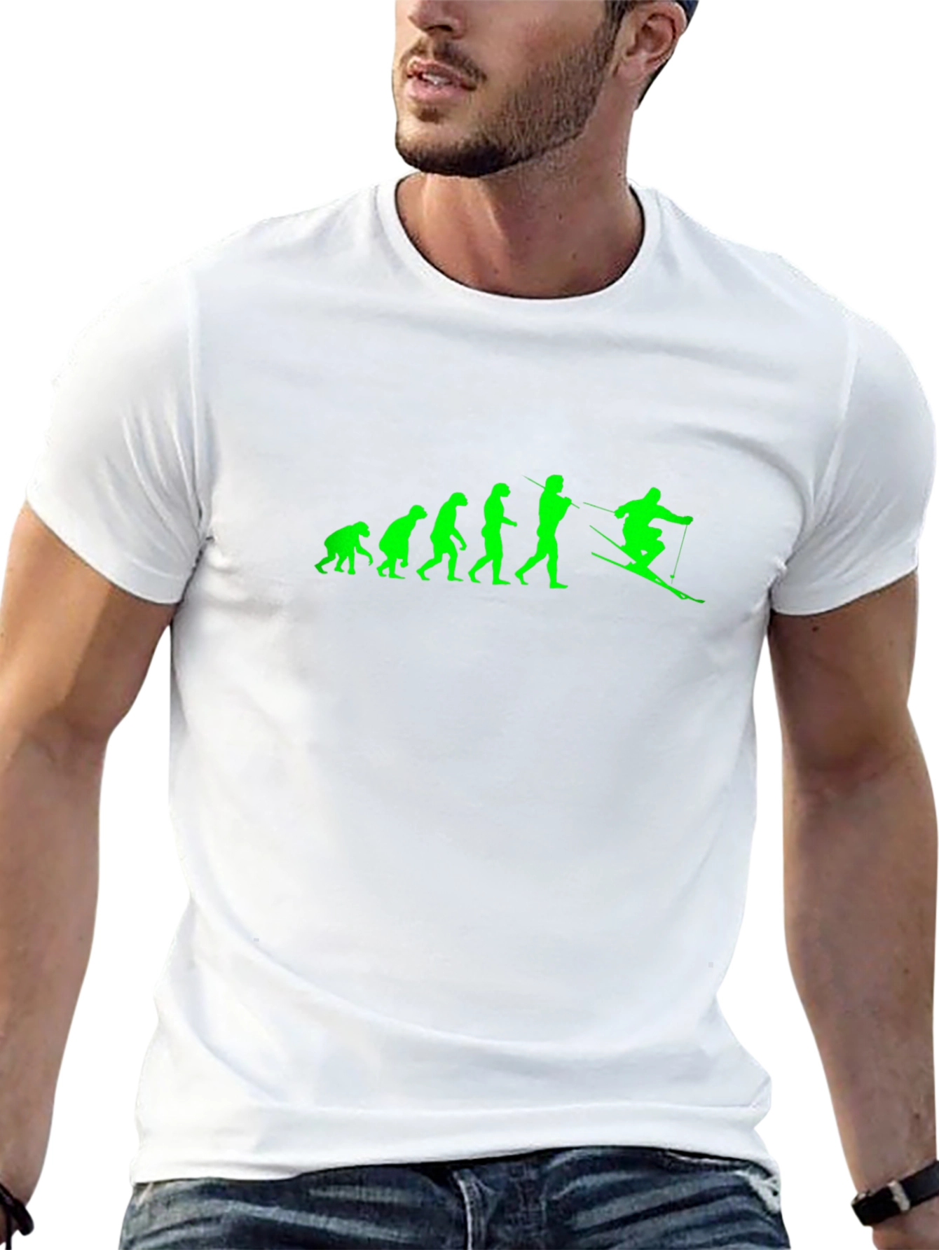 Evolution of Skiing - Mens Black T-Shirt
