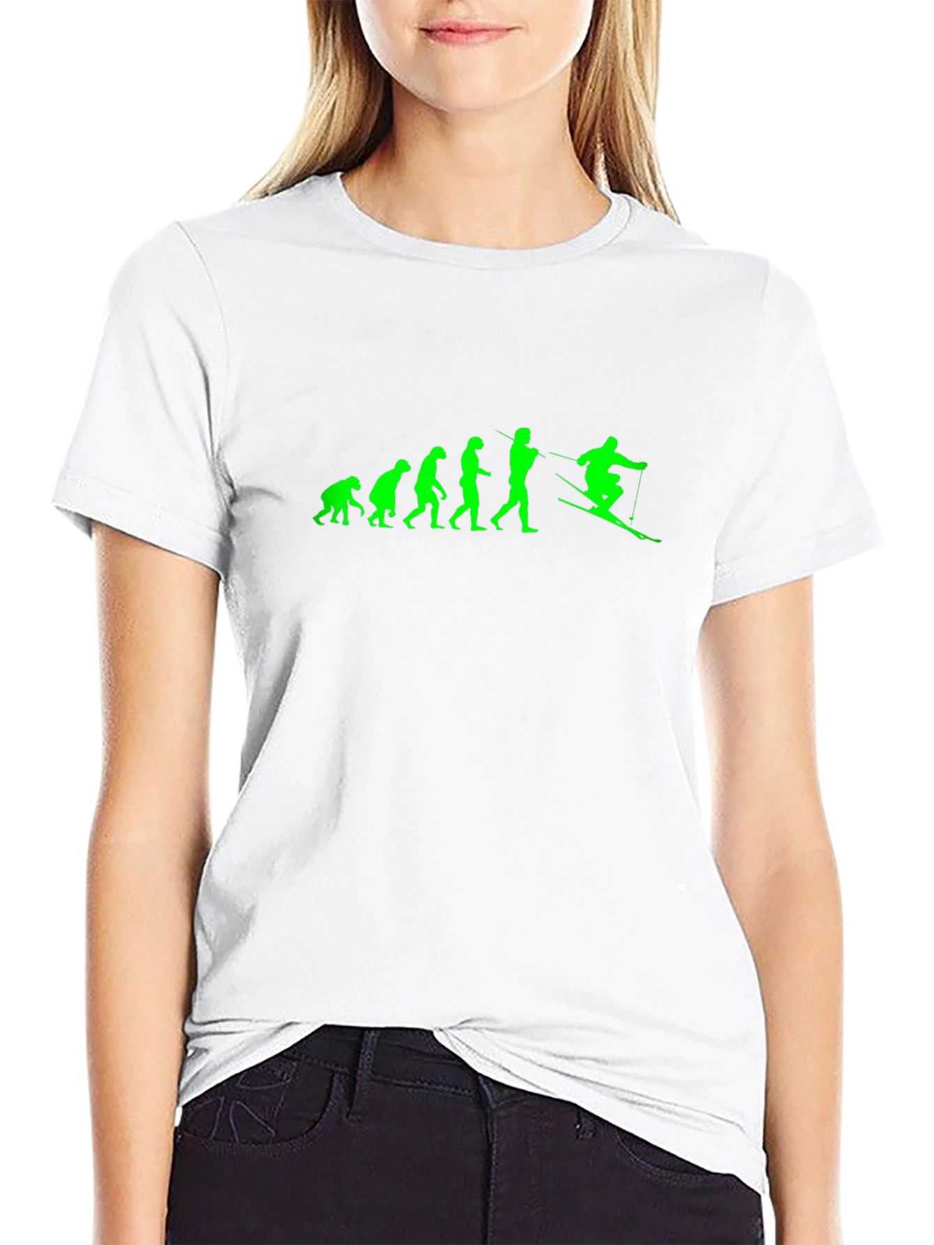 Evolution of Skiing - Mens Black T-Shirt