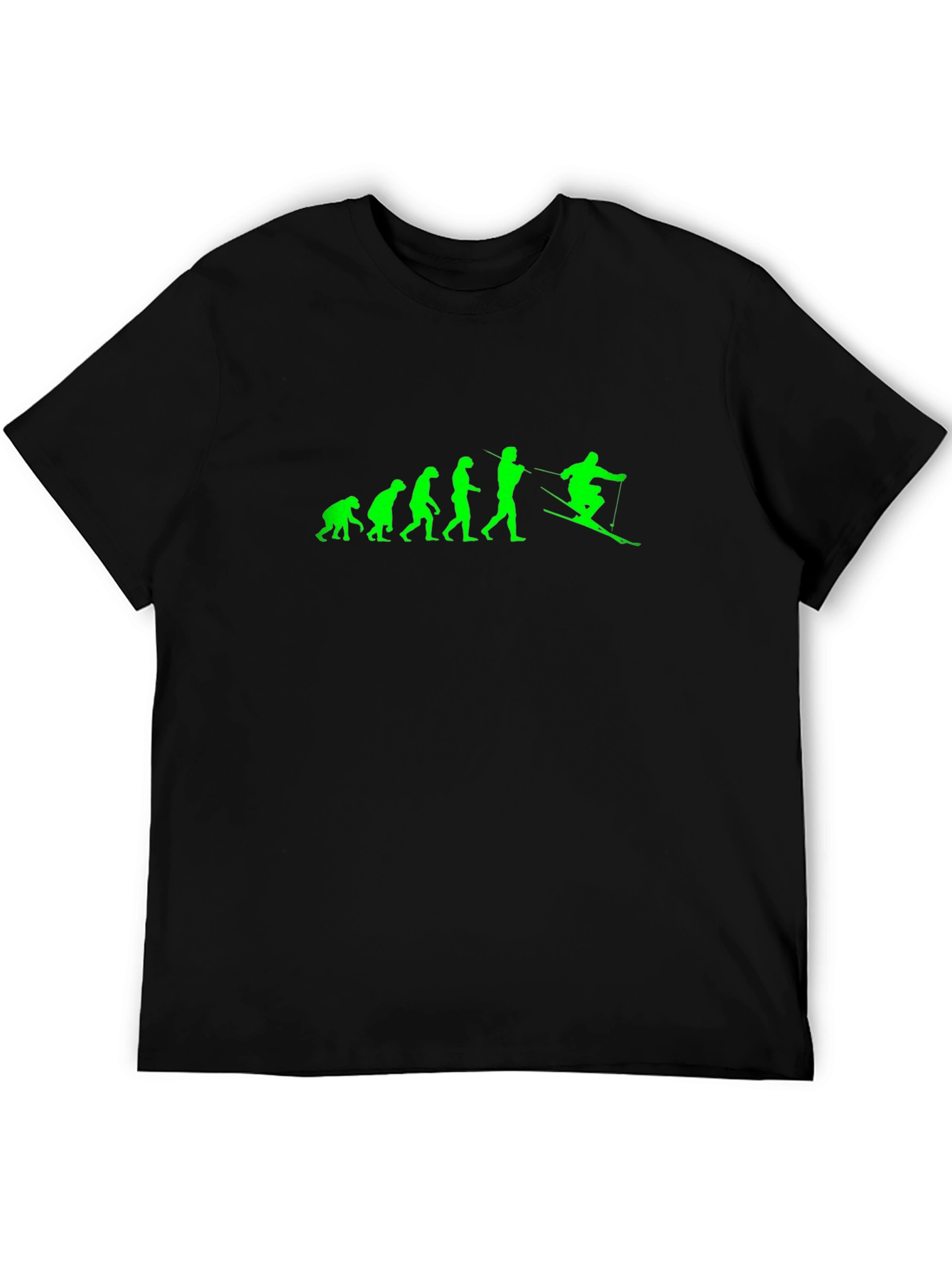 Evolution of Skiing - Mens Black T-Shirt