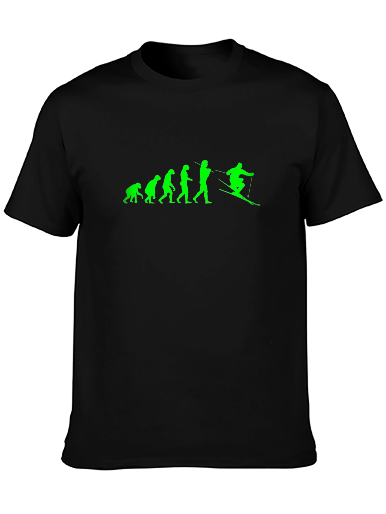 Evolution of Skiing - Mens Black T-Shirt