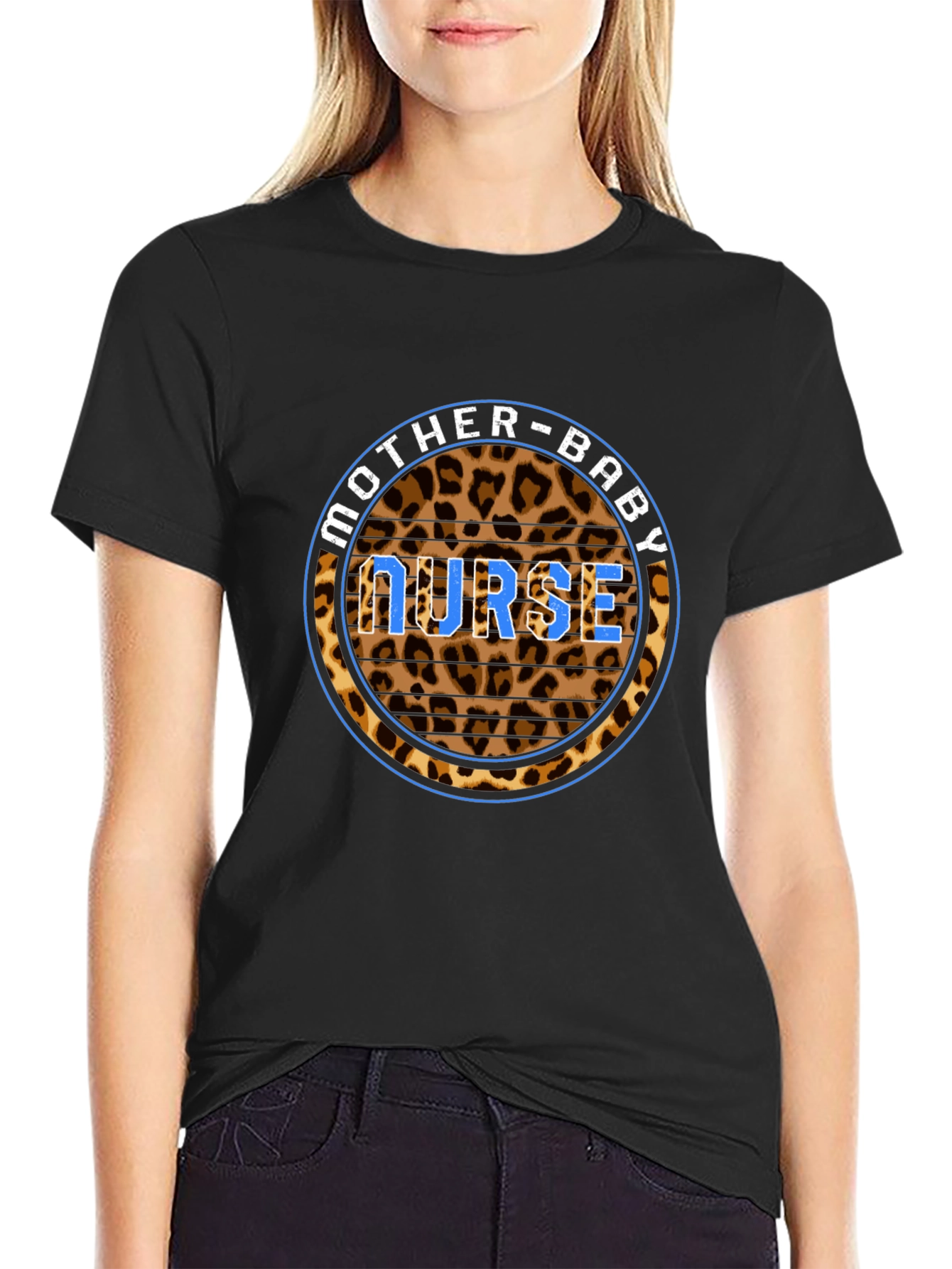 Mother-Baby Nurse Leopard Print T-Shirt