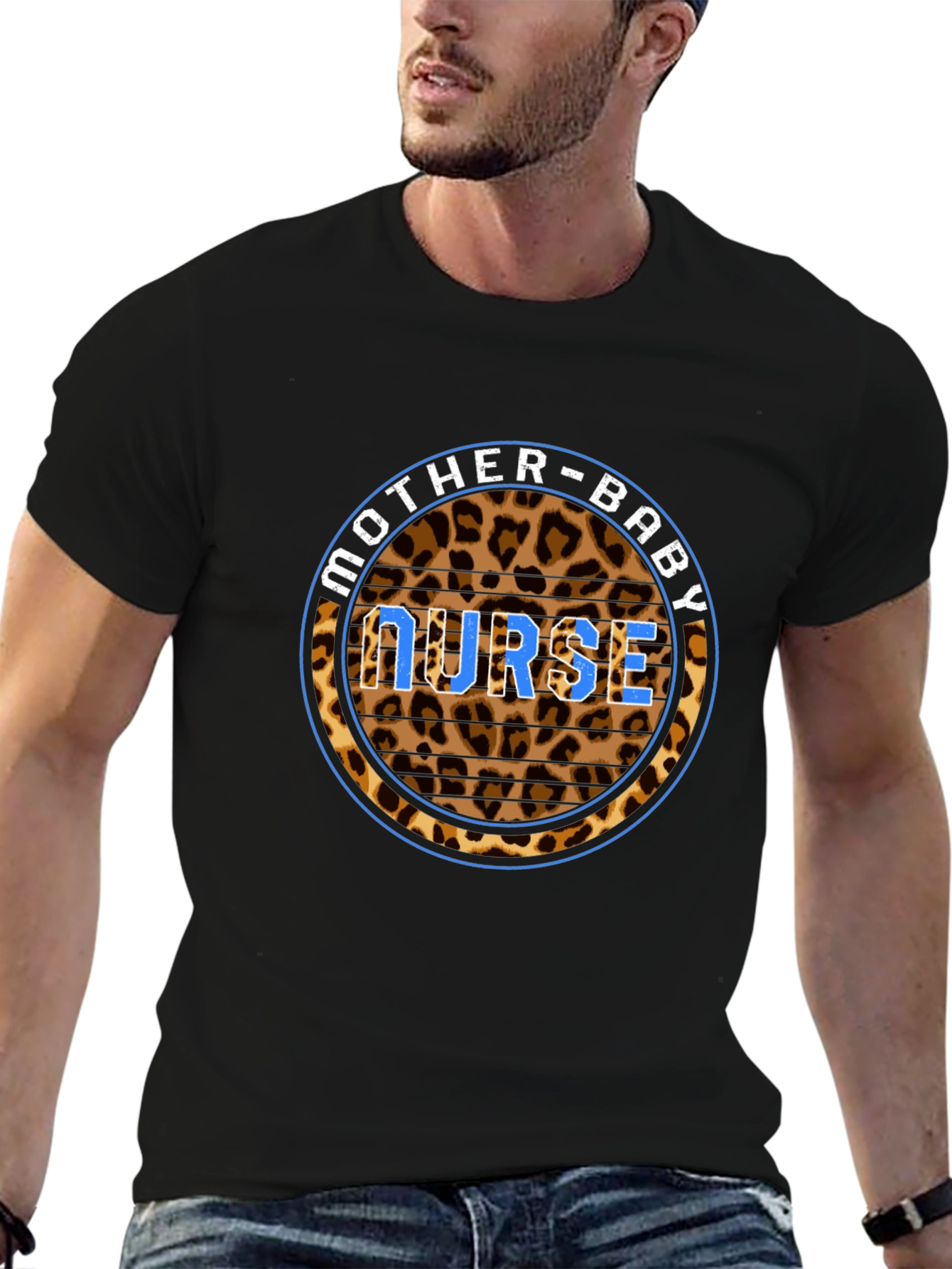 Mother-Baby Nurse Leopard Print T-Shirt