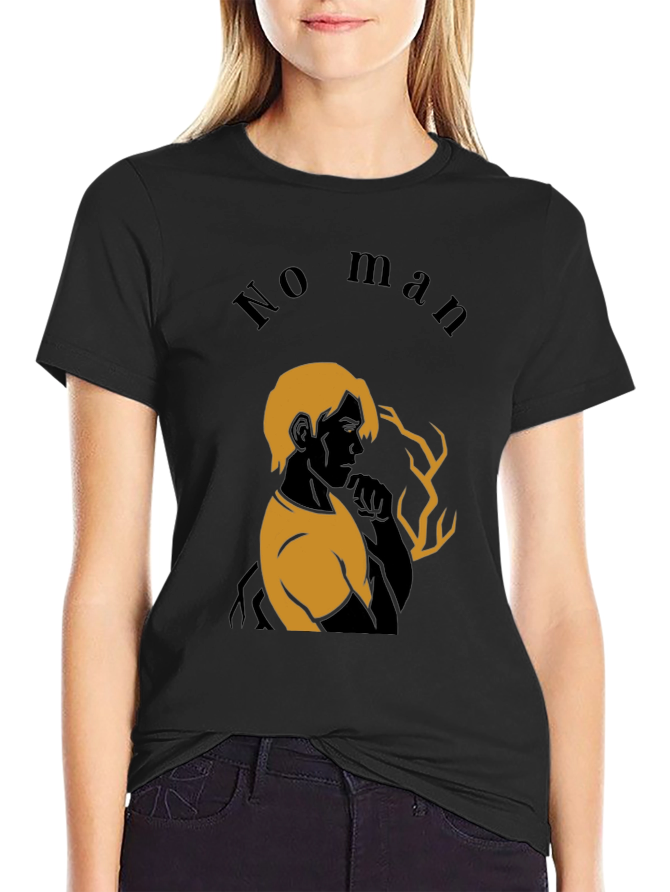 No Man Black Graphic Tee