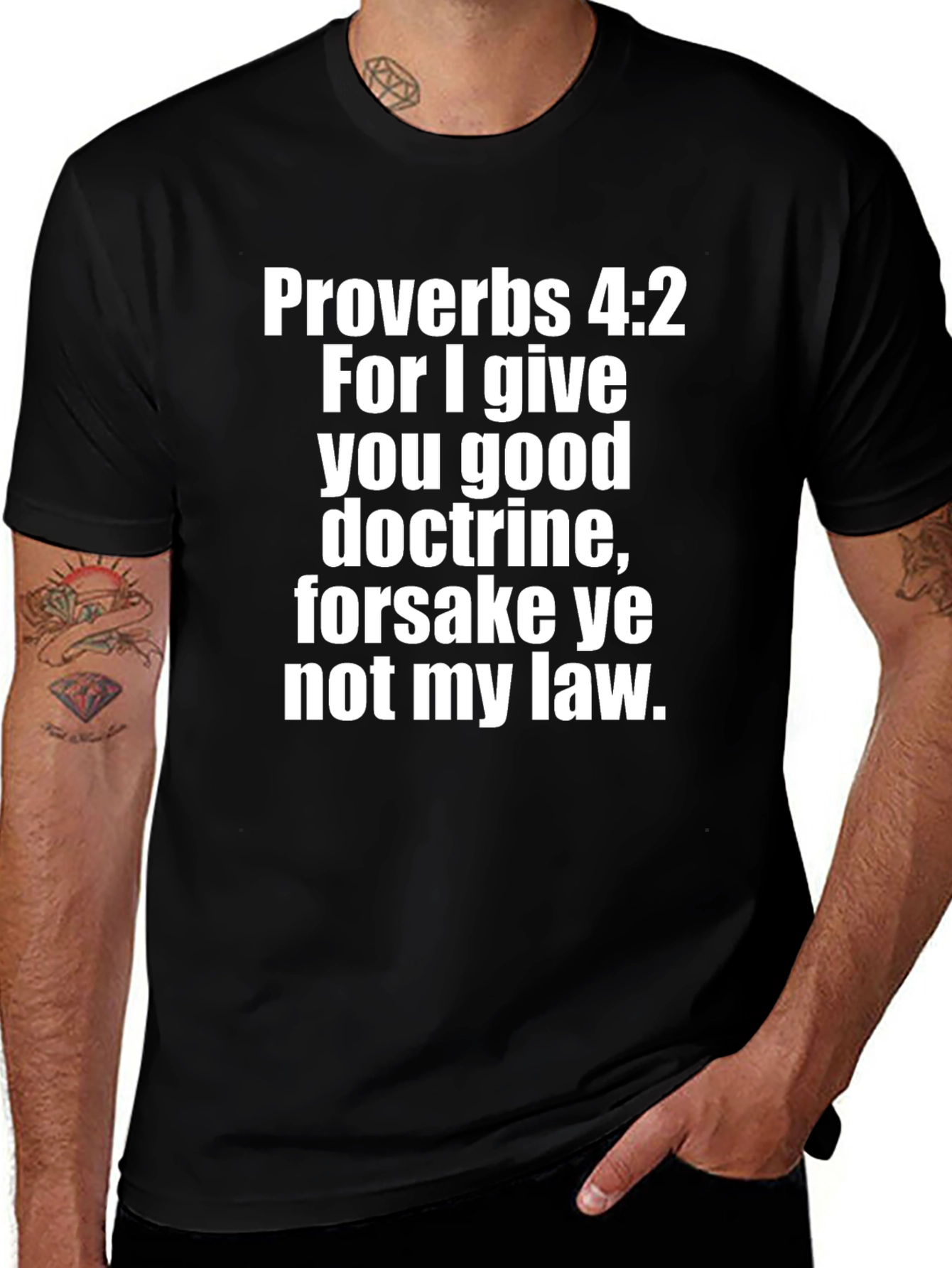 Proverbs 4:2 Graphic Print Black T-Shirt