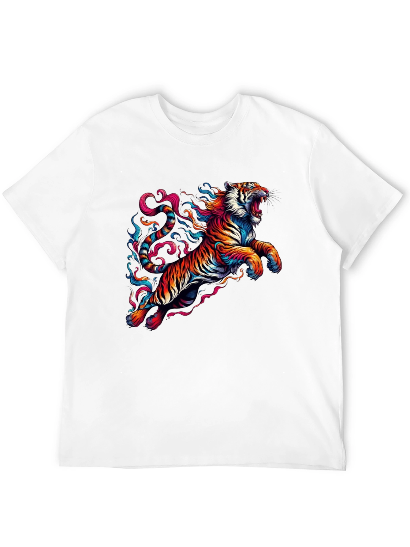 Vibrant Tiger Graphic Black T-Shirt