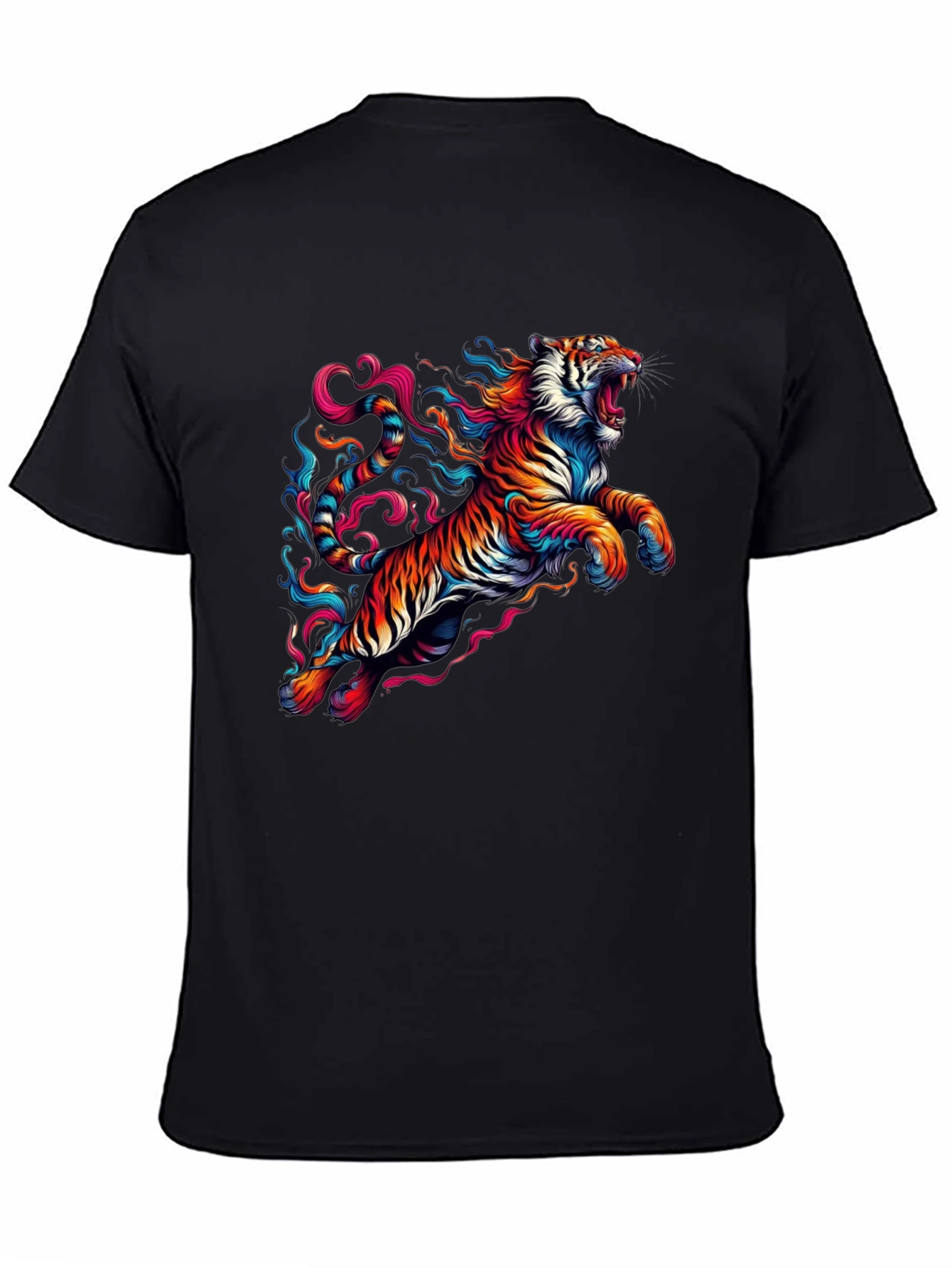 Vibrant Tiger Graphic Black T-Shirt