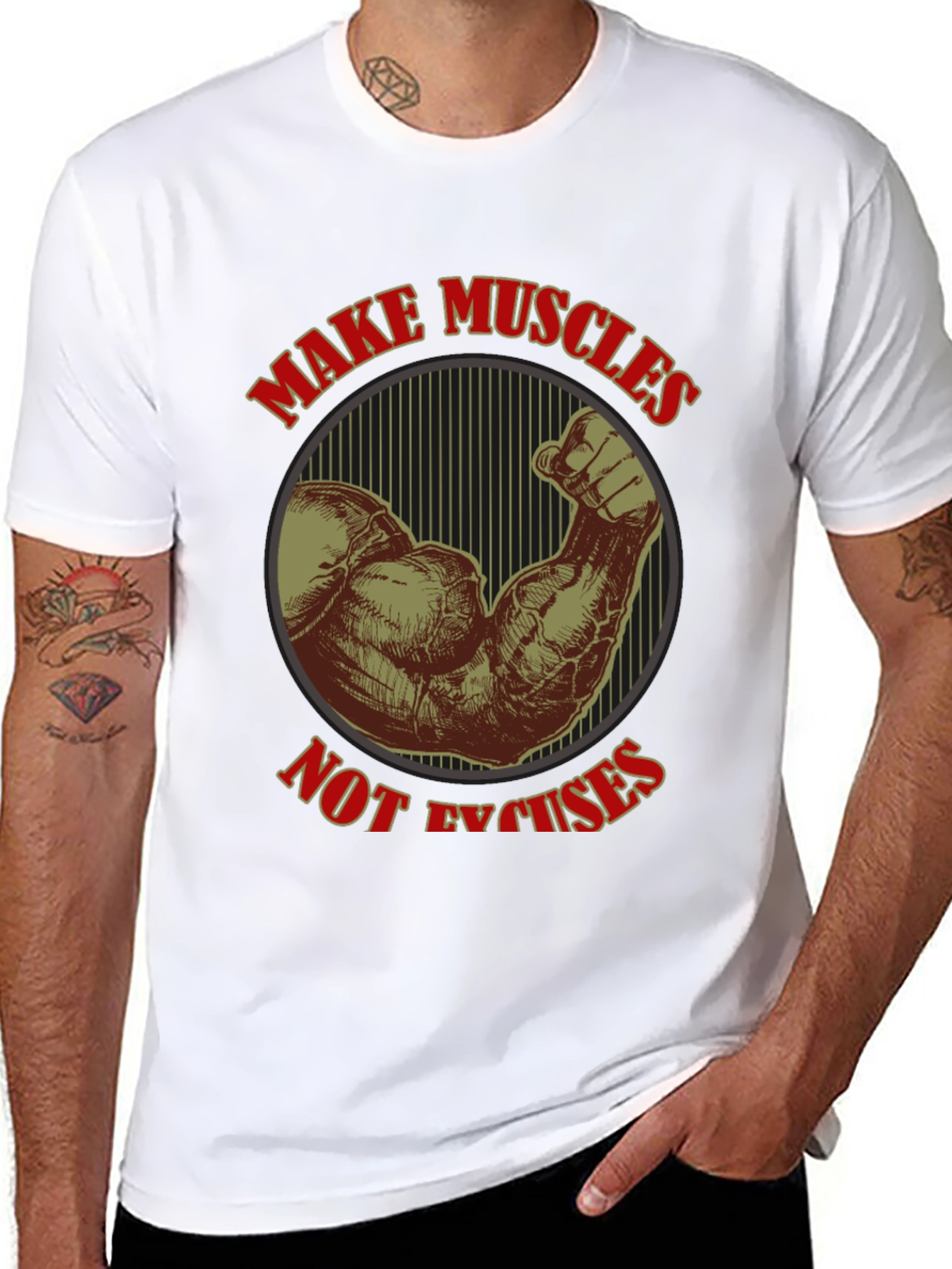 Make Muscles Not Excuses Black T-Shirt