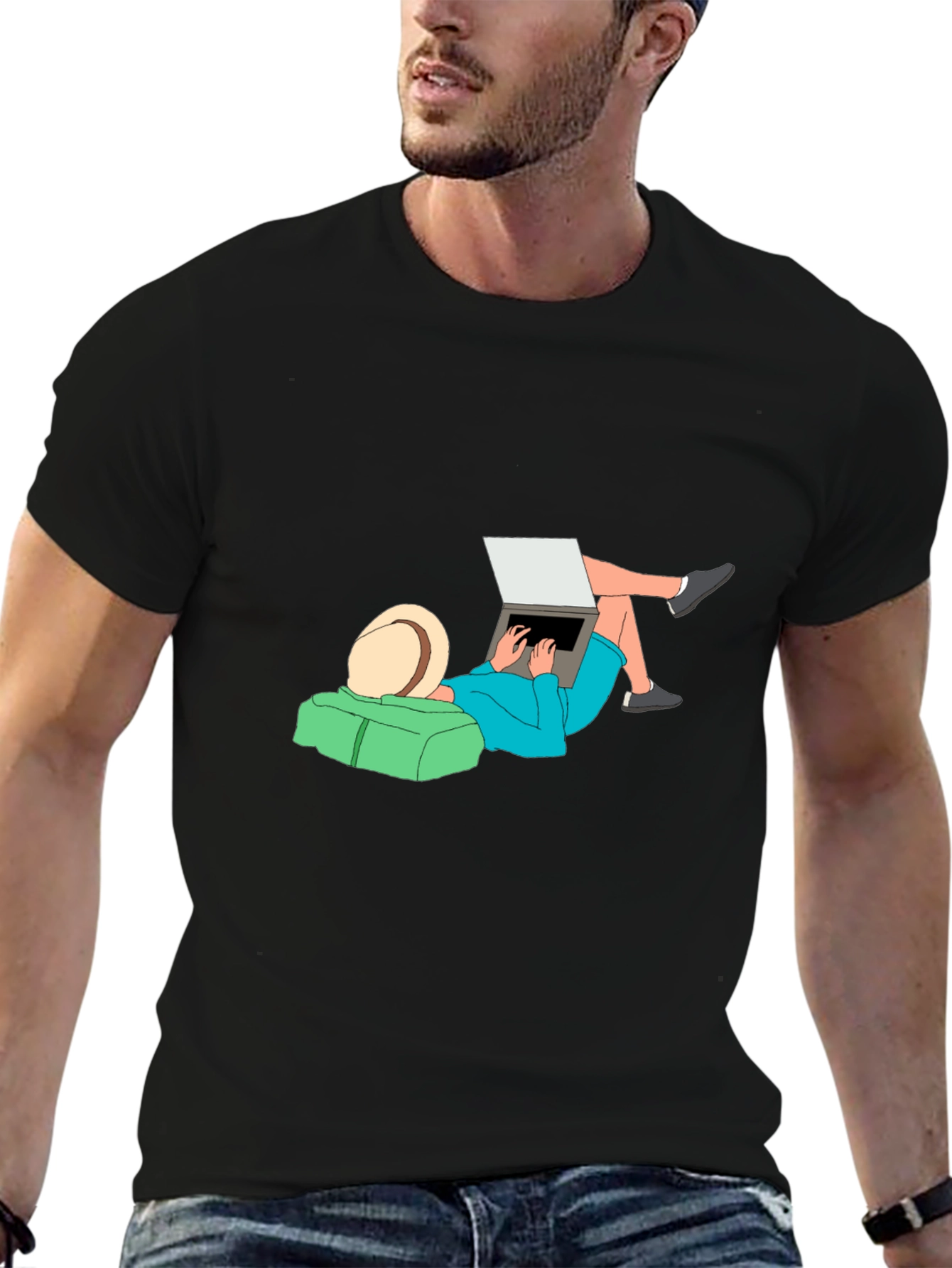 Relaxed Lifestyle Graphic Tee - Black Cotton Comfort