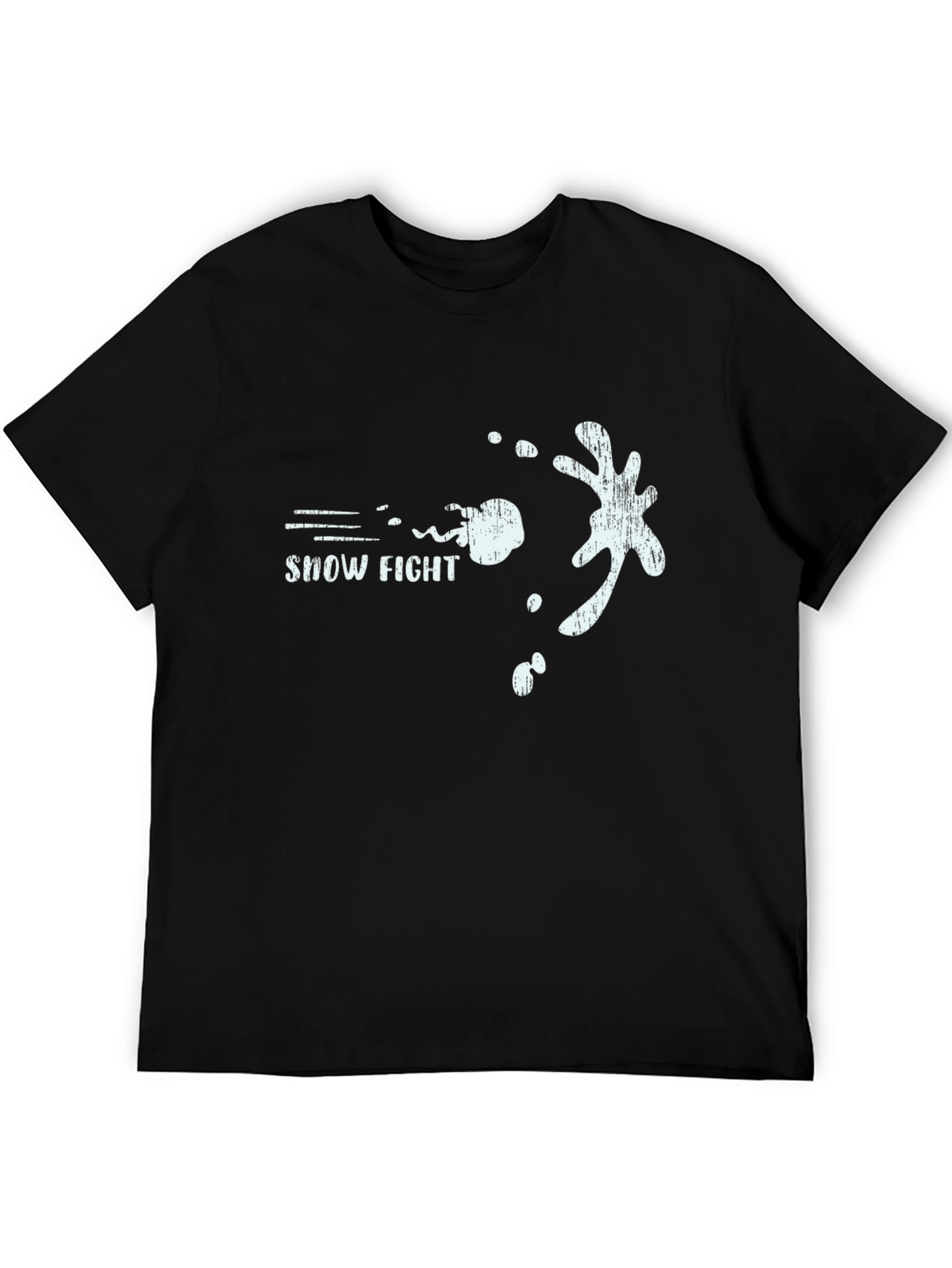 Snow Fight Black T-Shirt for Winter Fun