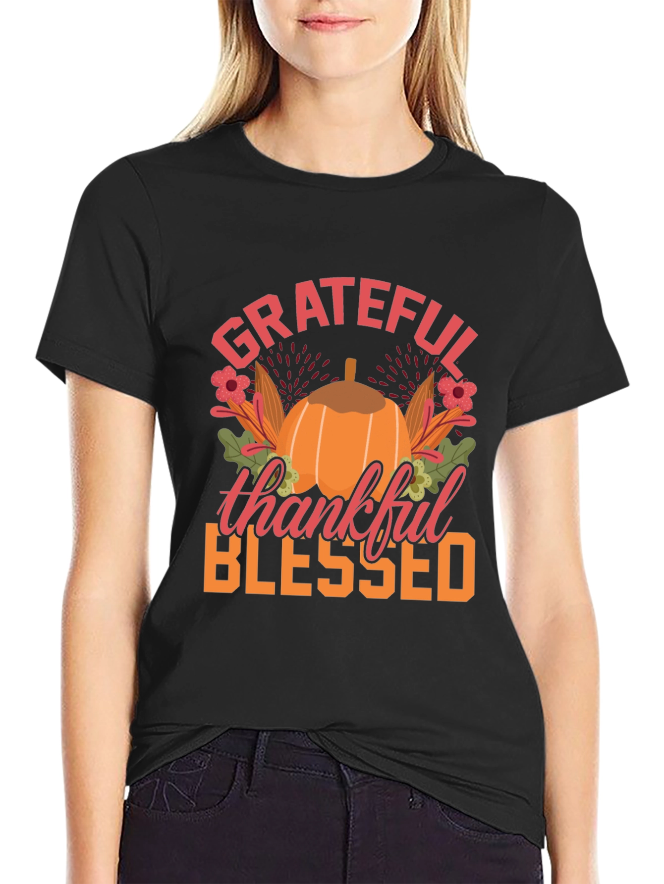 Grateful Thankful Blessed Thanksgiving T-Shirt