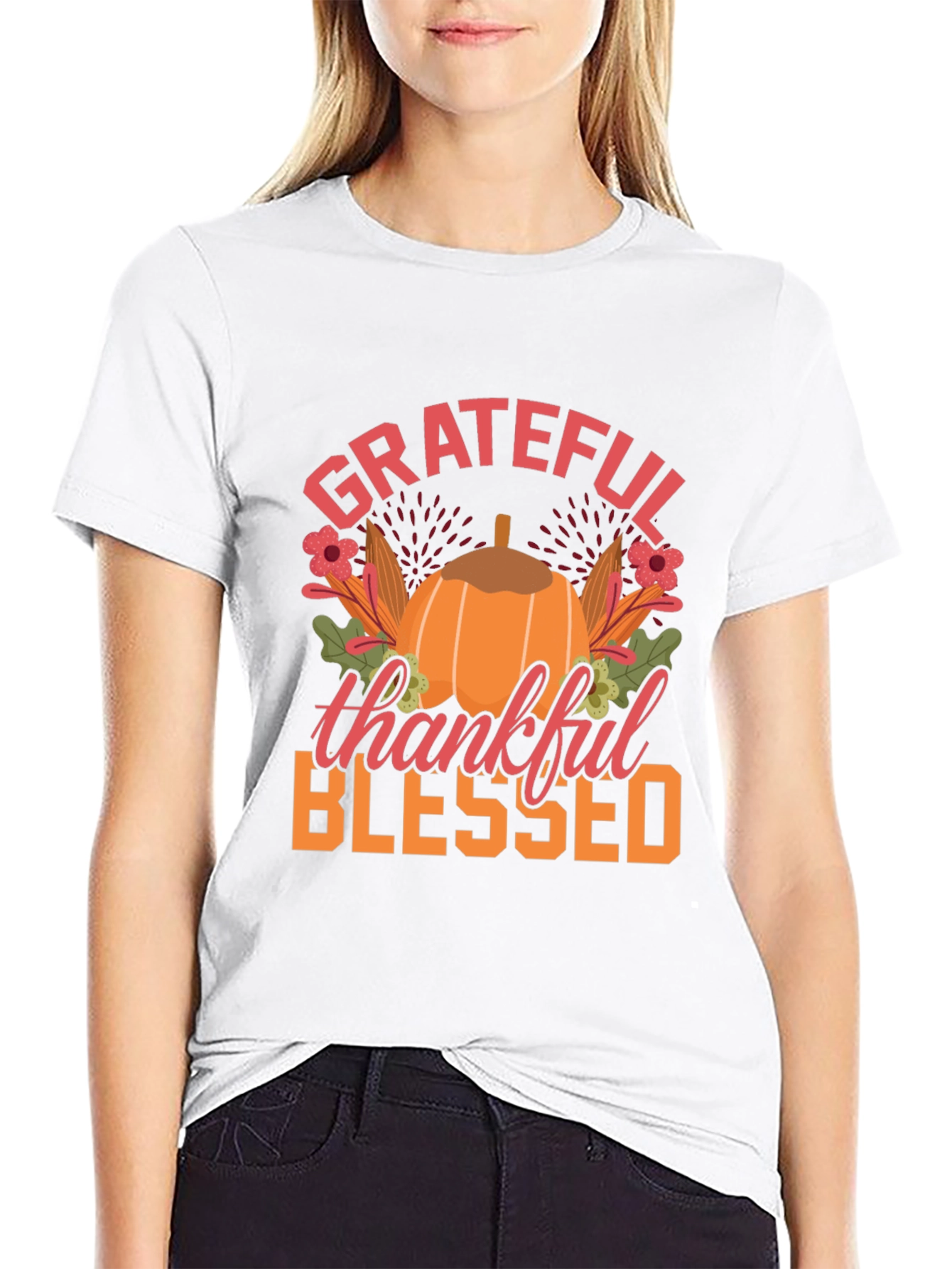 Grateful Thankful Blessed Thanksgiving T-Shirt